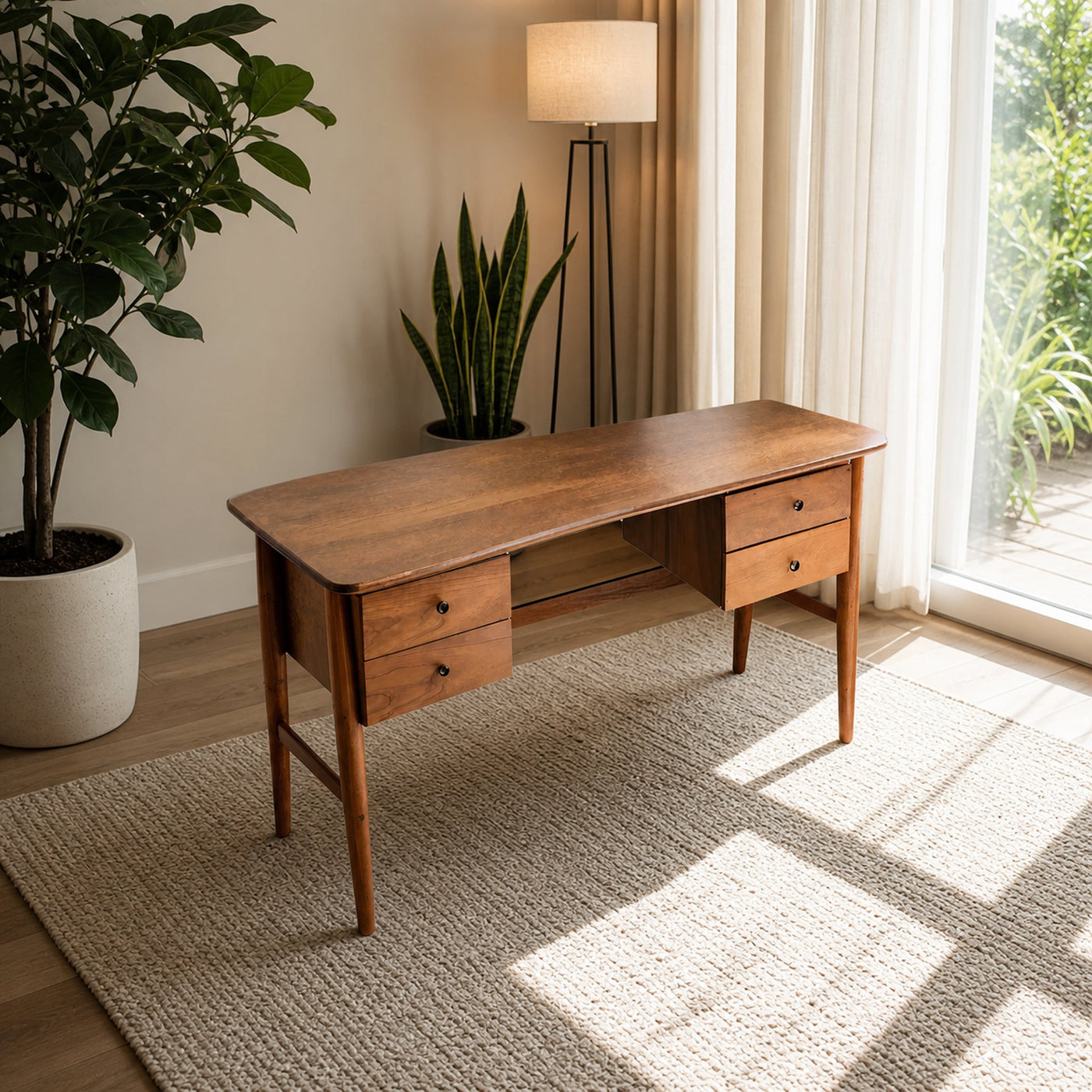 Mid Century Writing Desk For Bedroom Workspace Or Study Nook - product view 6
