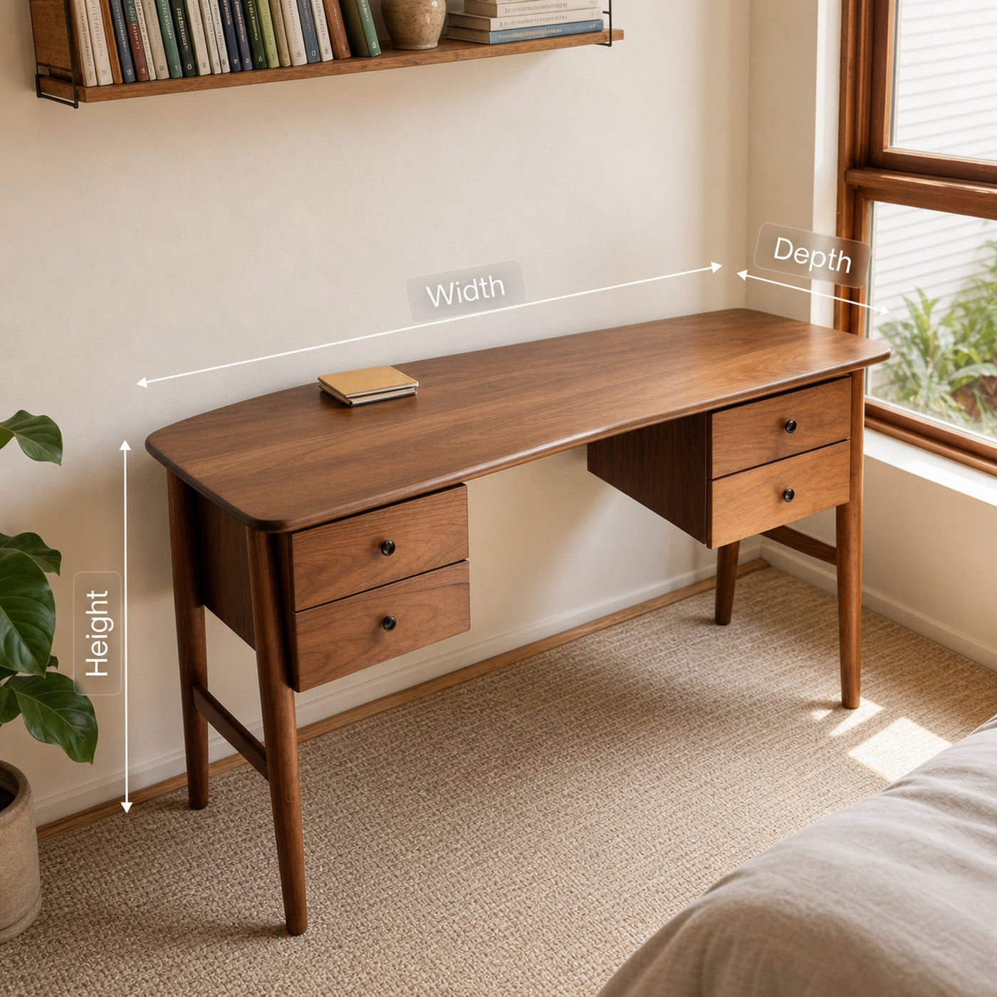 Mid Century Writing Desk For Bedroom Workspace Or Study Nook - product view 8