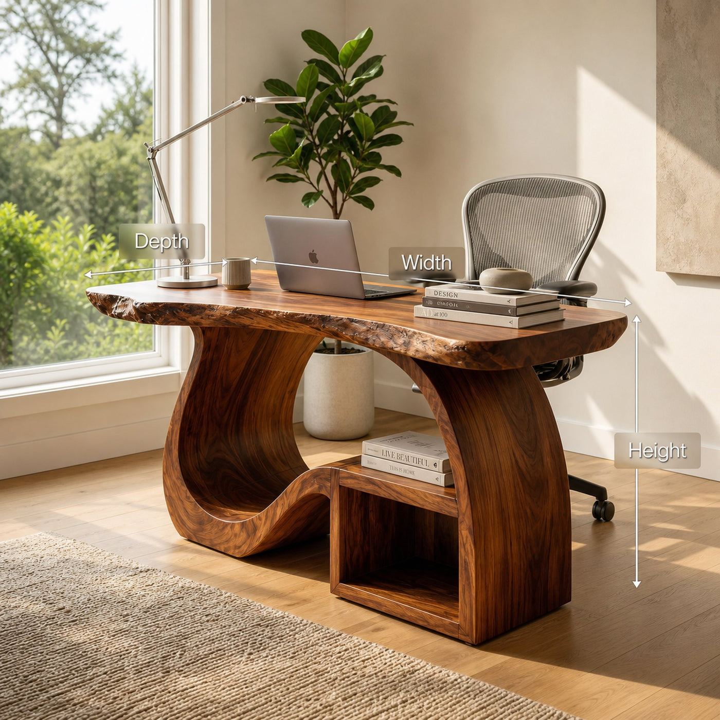 Mid Century Writing Desk For Refined Home Office - product view 7