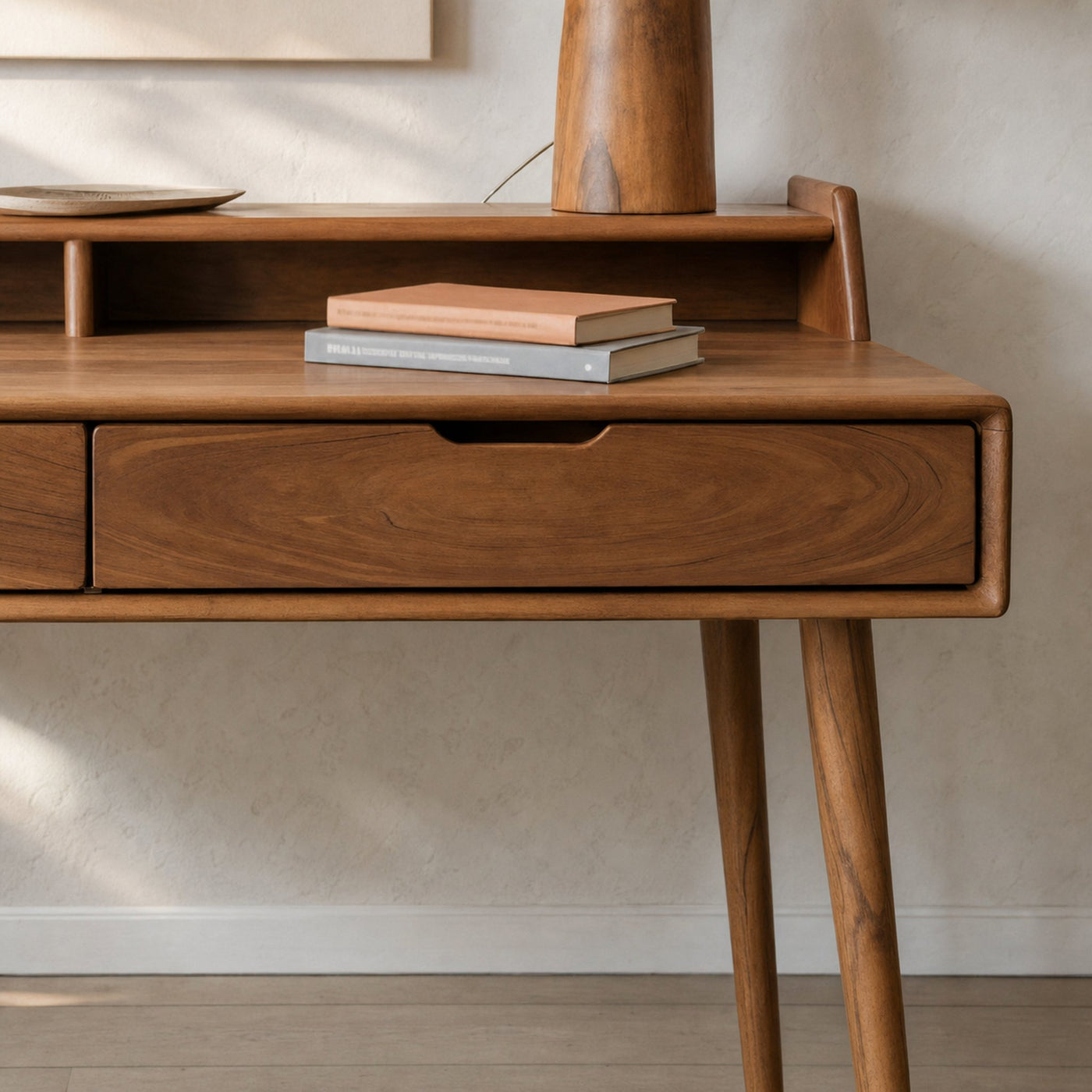 Mid Century Writing Desk With Drawers For Home Office Or Living Room - product view 4