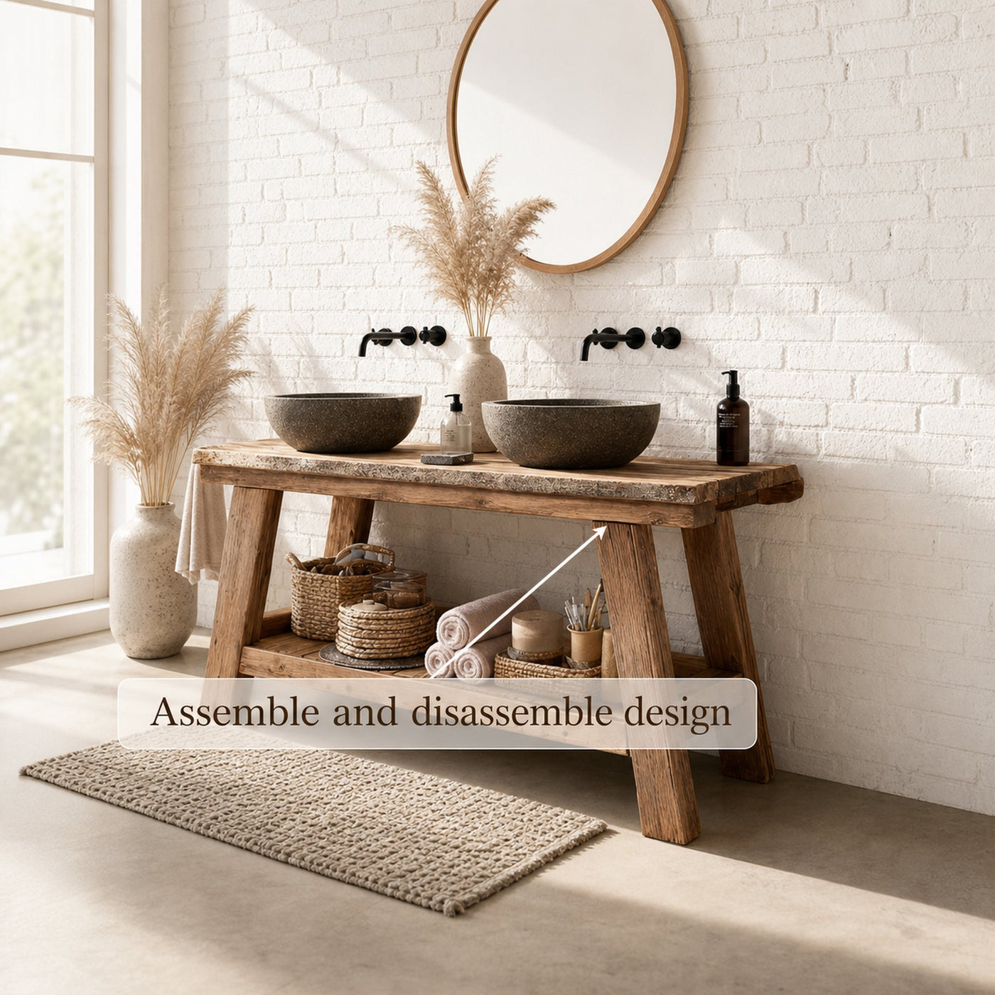 Midcentury Handmade Washstand Washroom - product view 4