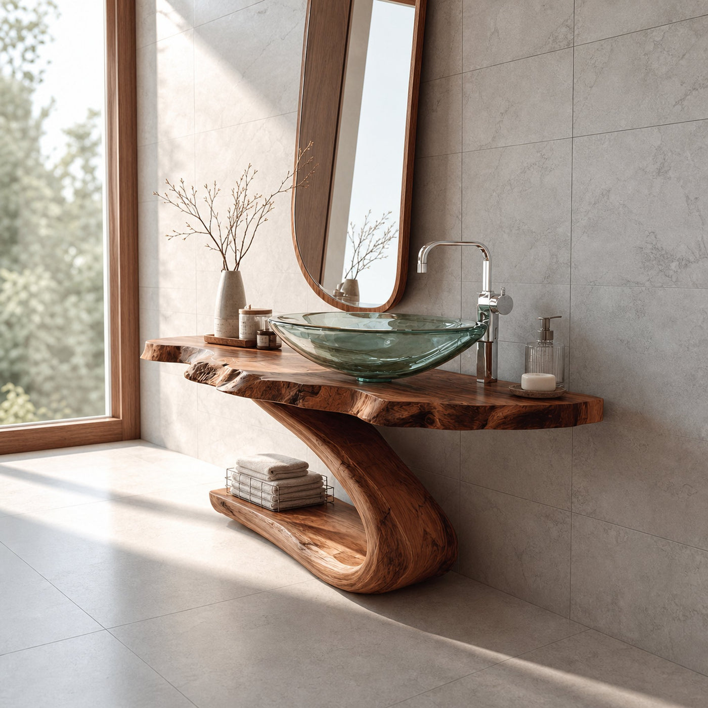 Midcentury Minimalist Pedestal Vanity Bathroom