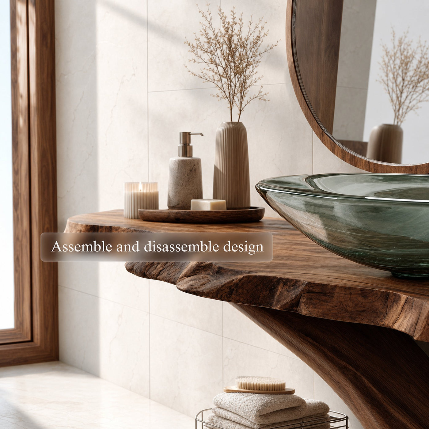 Midcentury Minimalist Pedestal Vanity Bathroom - product view 5