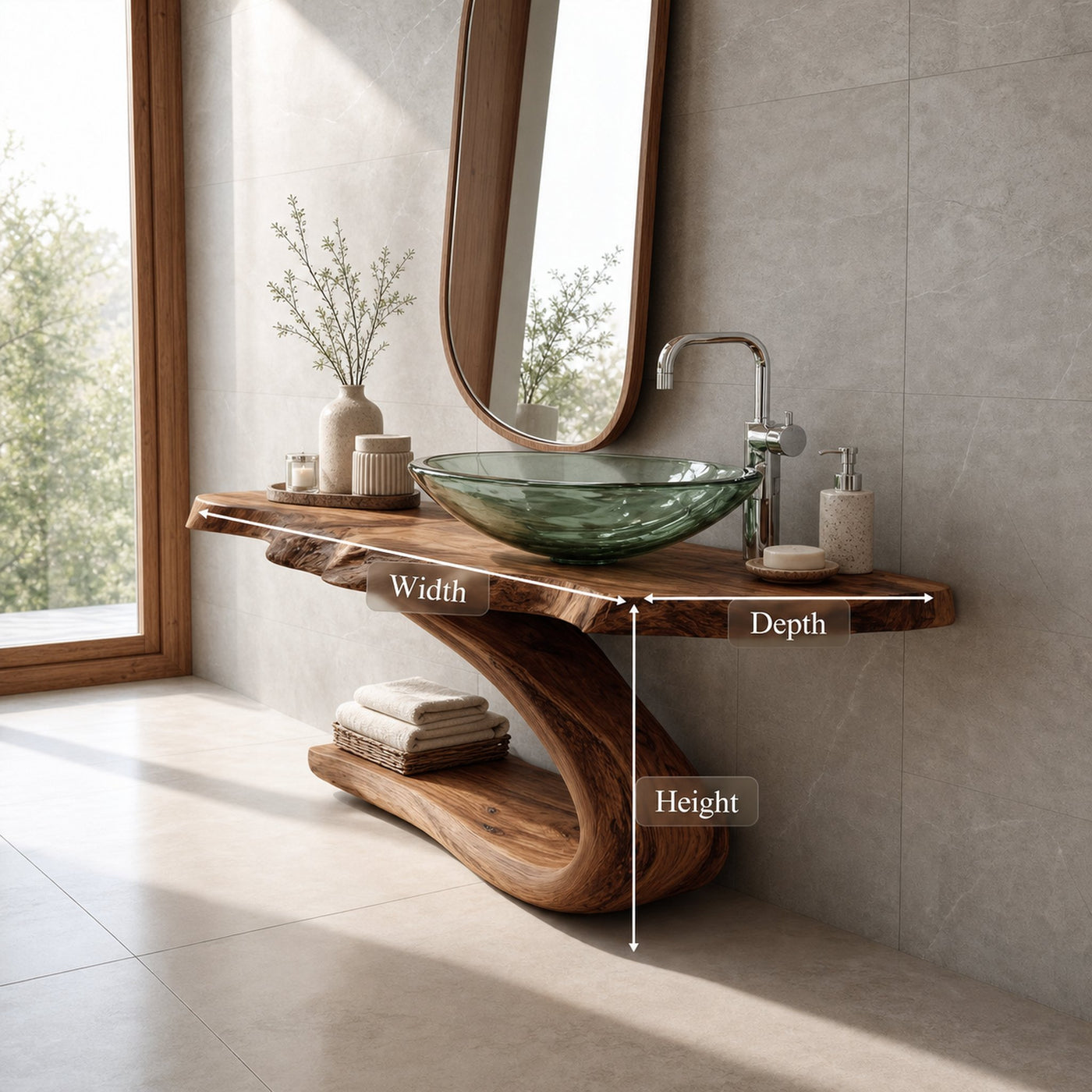 Midcentury Minimalist Pedestal Vanity Bathroom - product view 6