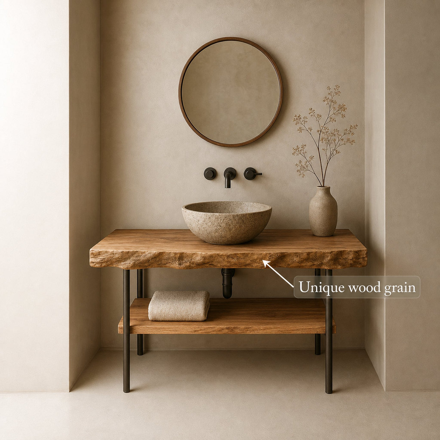 Midcentury Natural Edge Counter Bathroom - product view 4