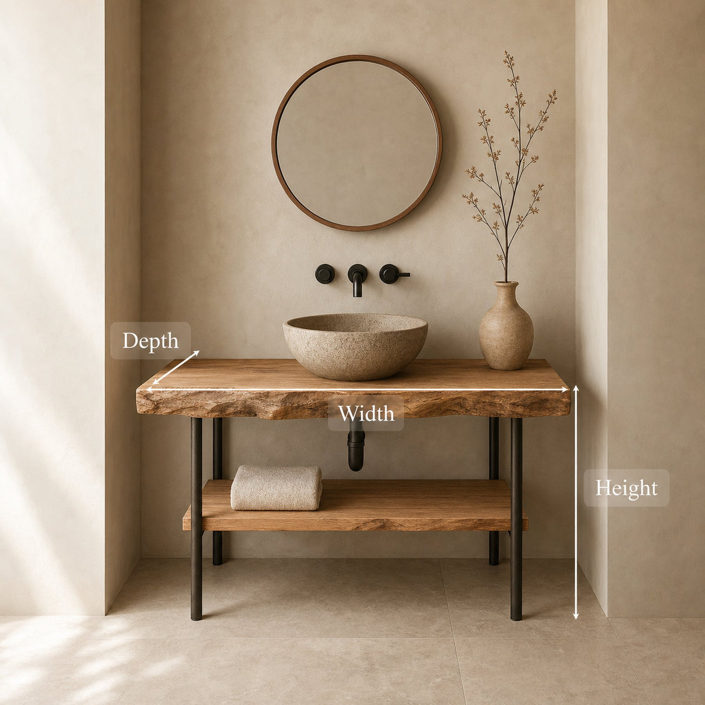 Midcentury Natural Edge Counter Bathroom - product view 5