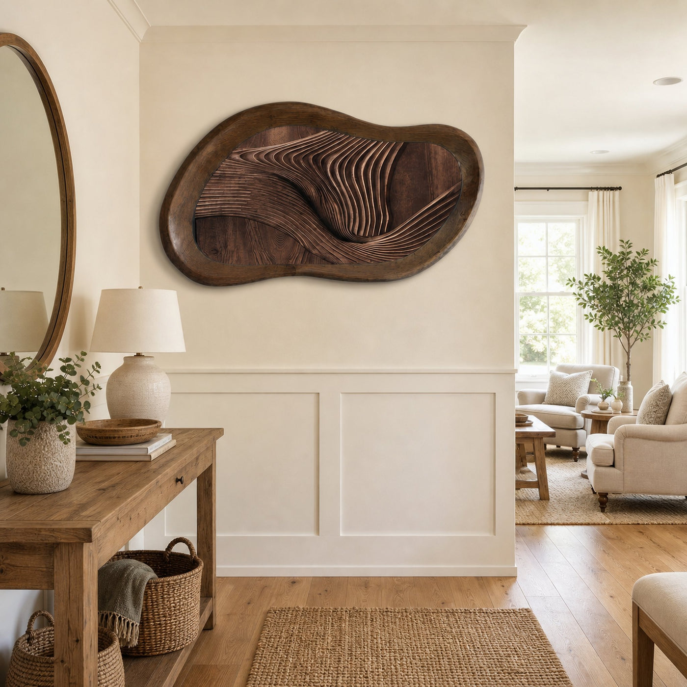 Midcentury Organic Wood Sculpture Wall Decor Living Room And Bedroom - product view 2