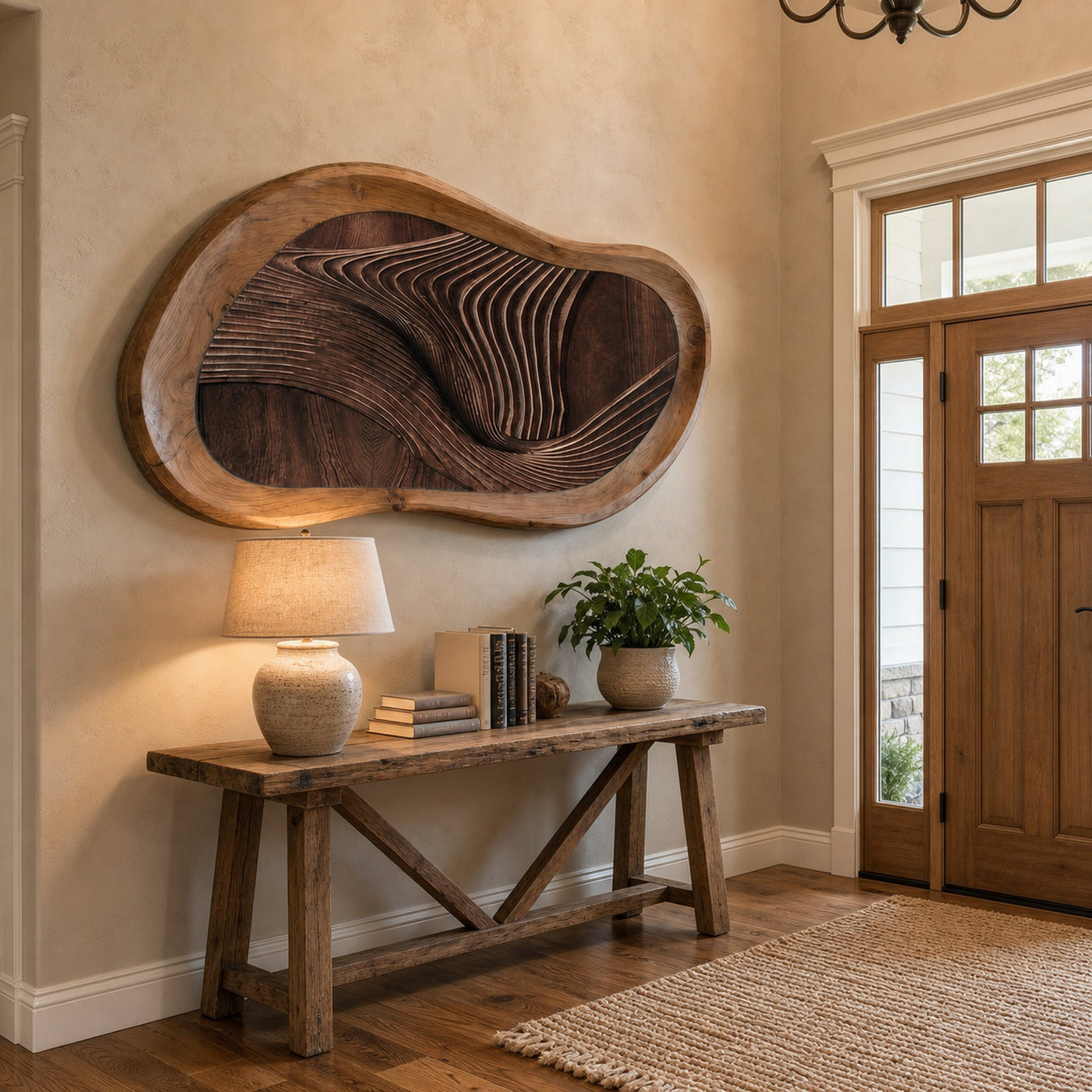 Midcentury Organic Wood Sculpture Wall Decor Living Room And Bedroom - product view 3