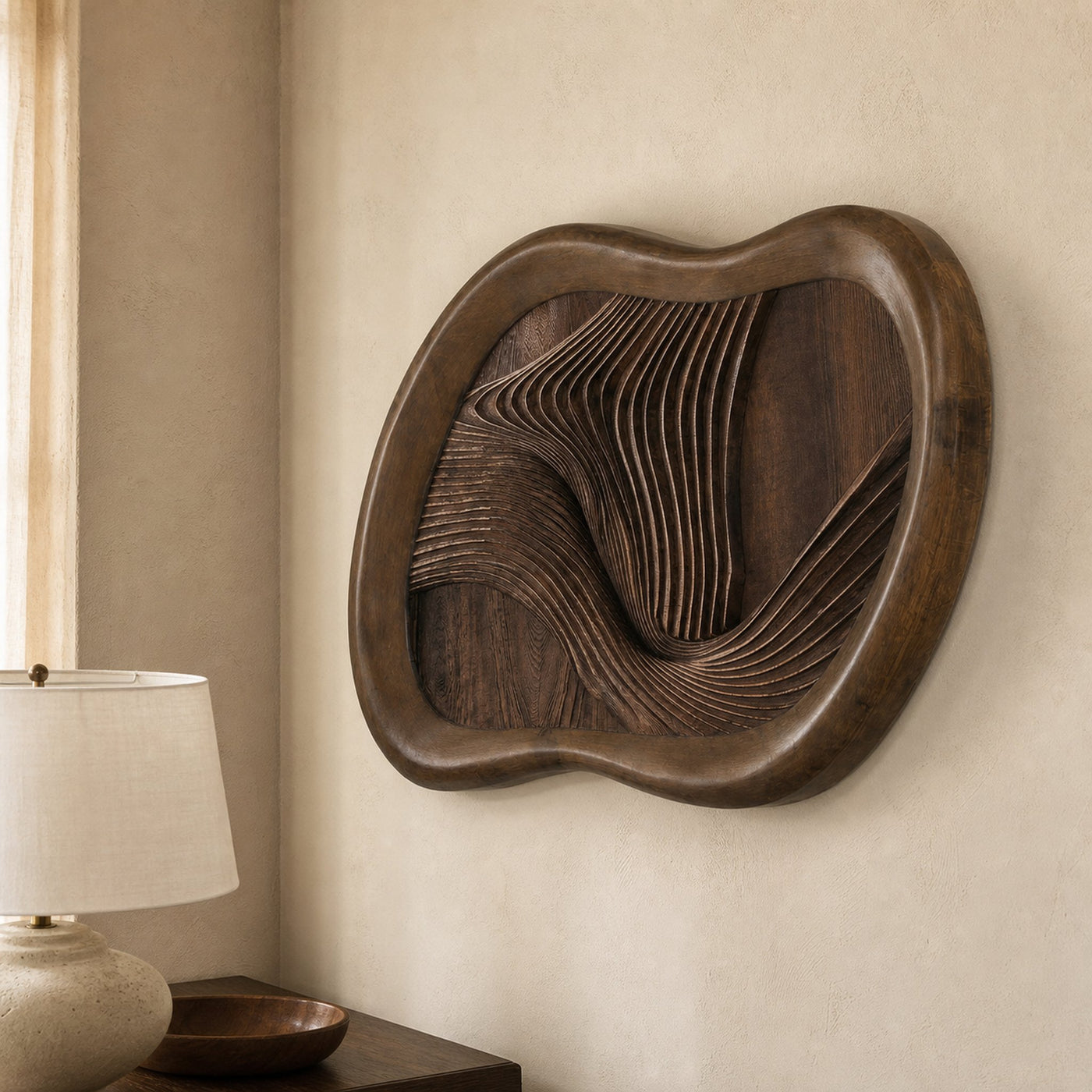 Midcentury Organic Wood Sculpture Wall Decor Living Room And Bedroom - product view 4