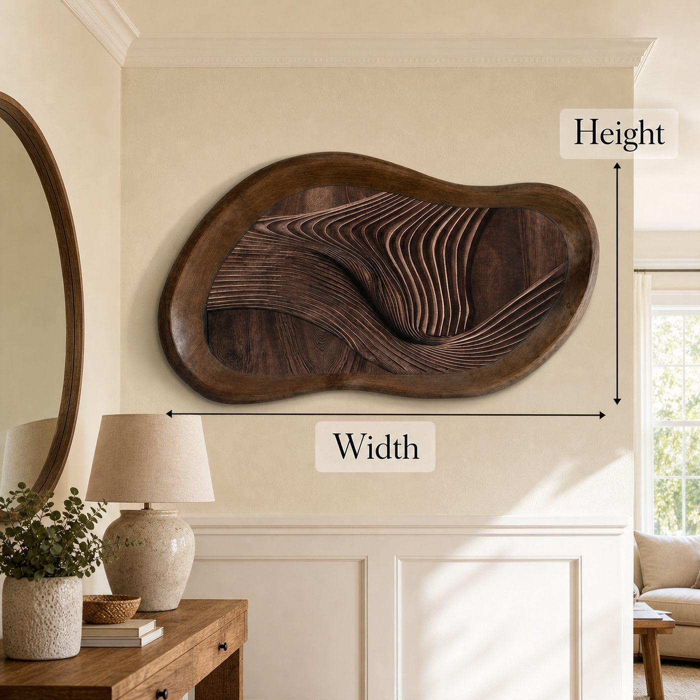 Midcentury Organic Wood Sculpture Wall Decor Living Room And Bedroom - product view 5