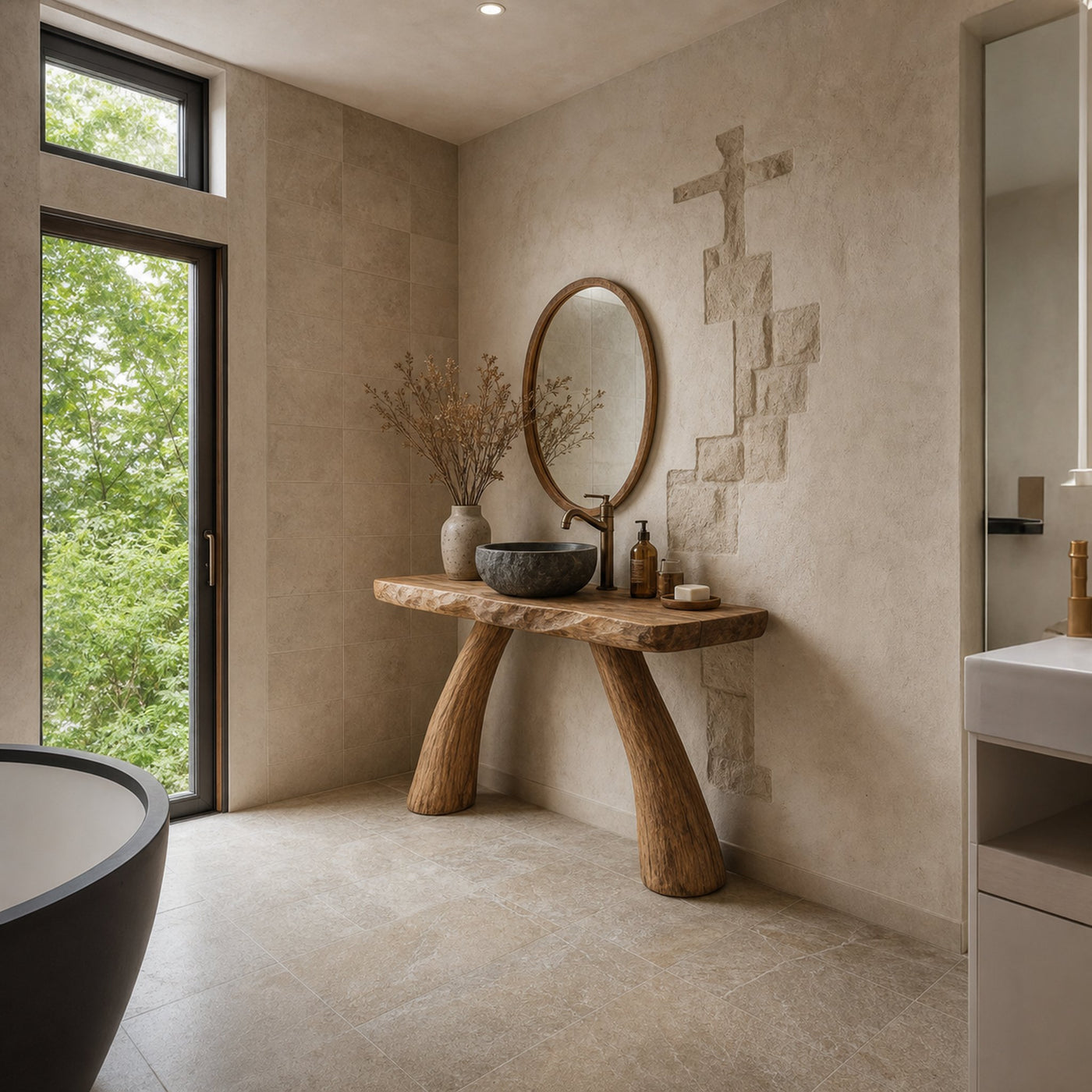 Midcentury Solid Wood Console Bathroom - product view 2