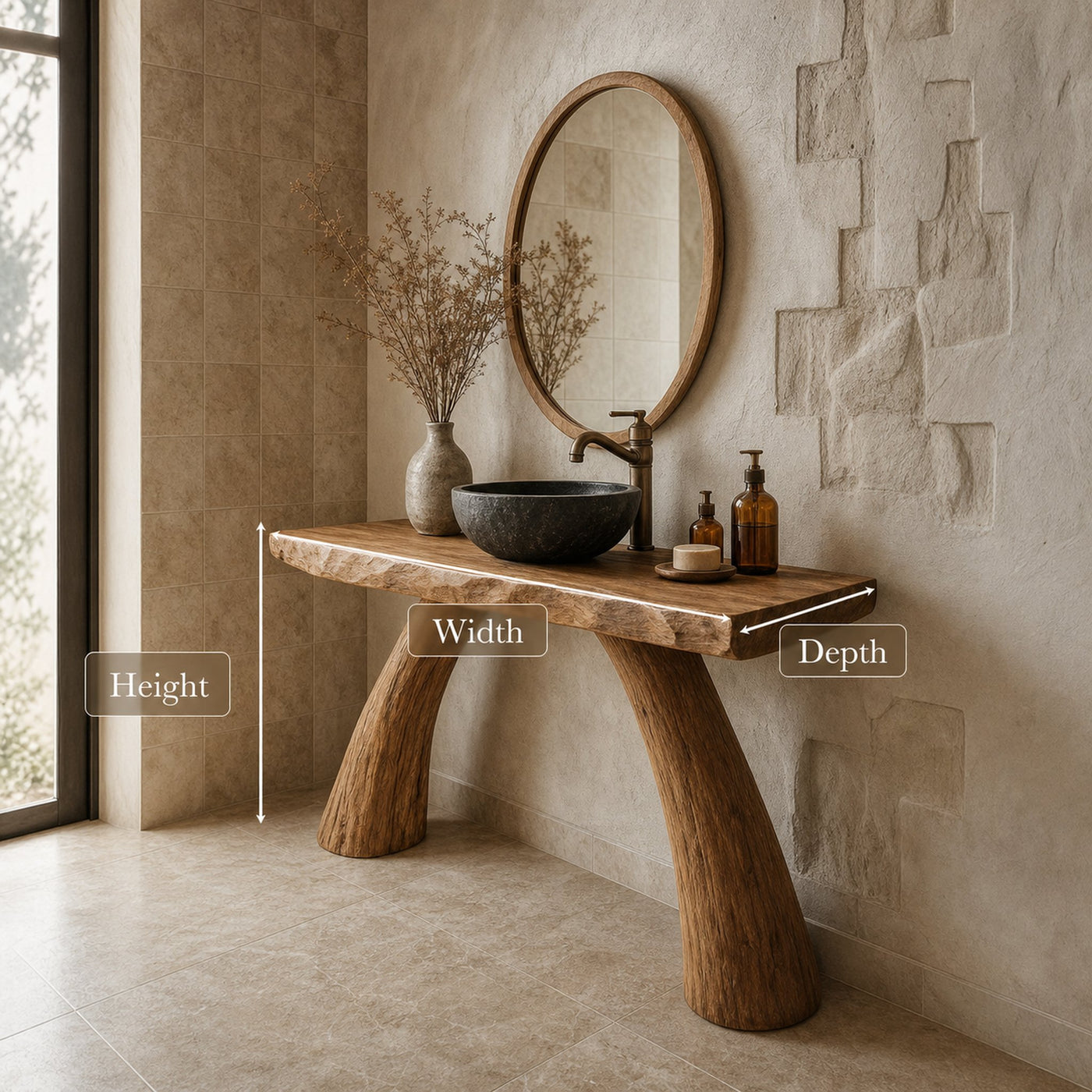 Midcentury Solid Wood Console Bathroom - product view 5