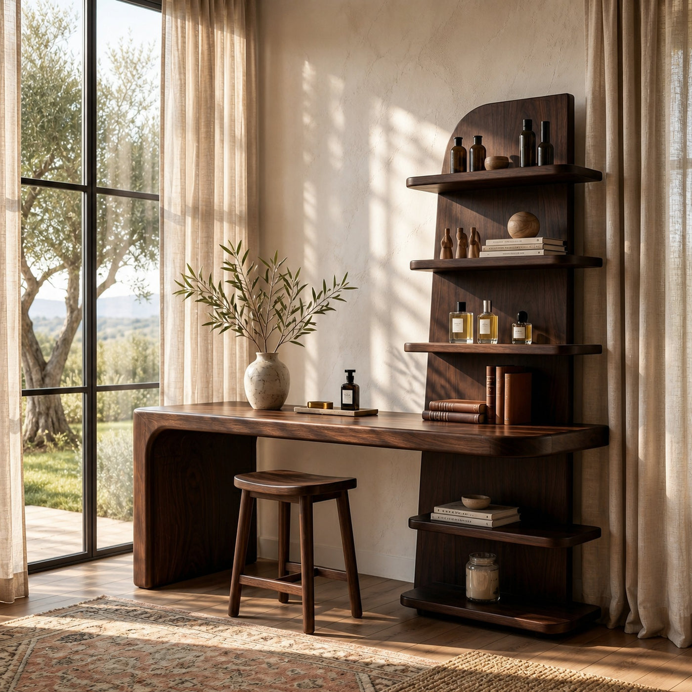 Minimal Desk With Built In Bookcase And Drawers For Study Room - product view 7