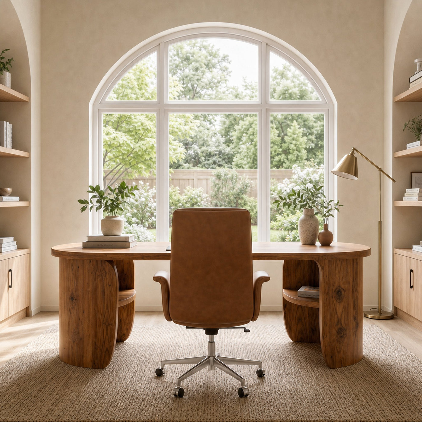 Minimal Wooden Desk With Clean Lines And Built In Storage For Home Office - product view 2