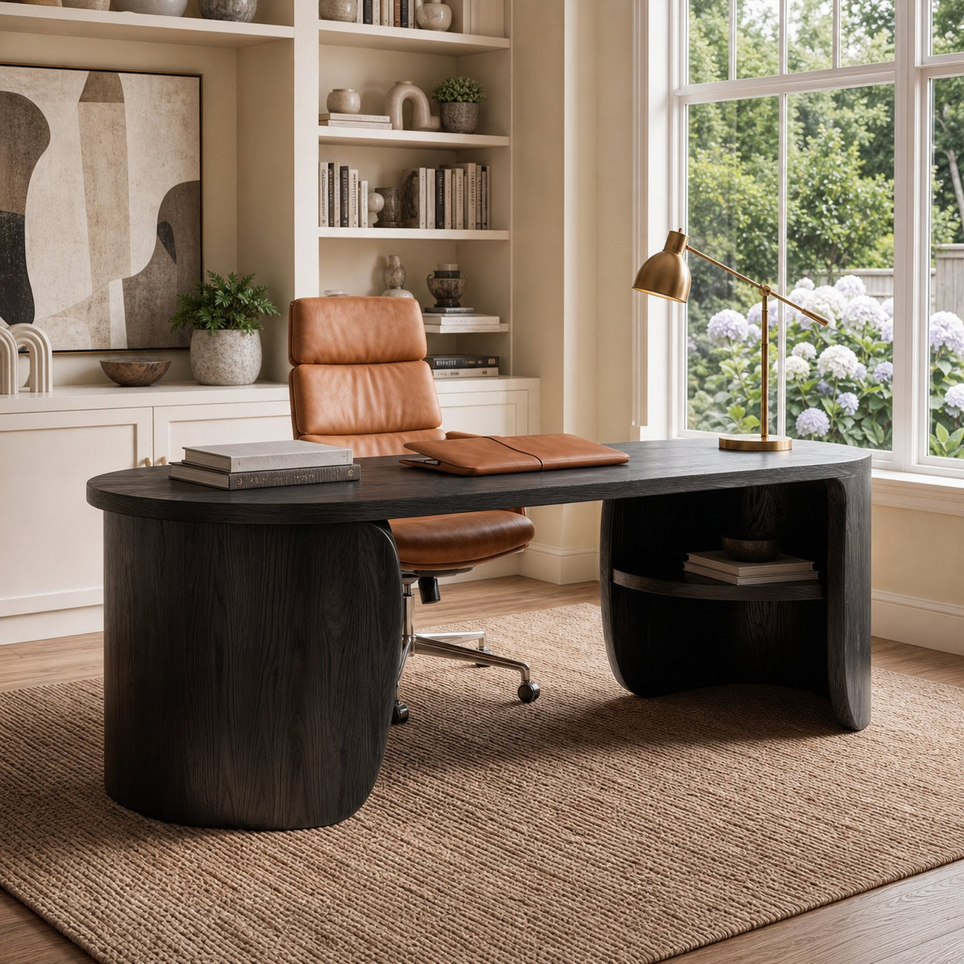 Minimal Wooden Desk With Clean Lines And Built In Storage For Home Office - product view 4