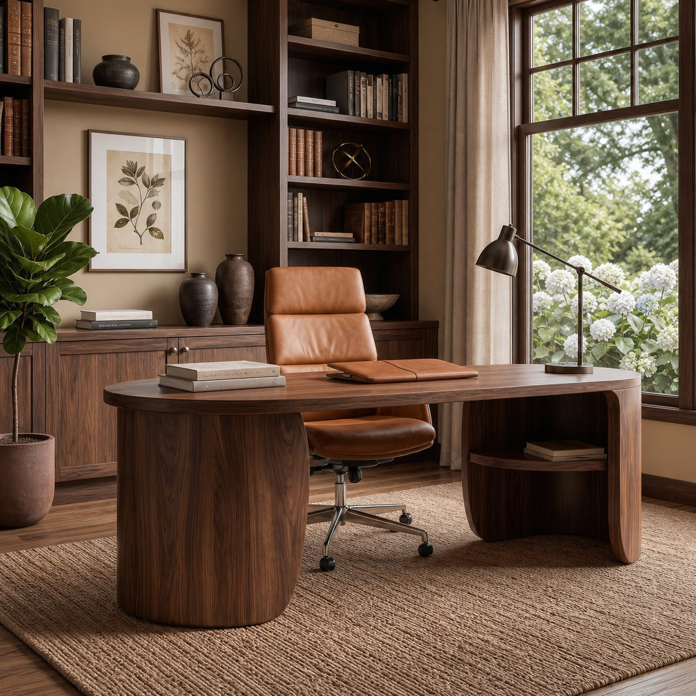 Minimal Wooden Desk With Clean Lines And Built In Storage For Home Office - product view 7