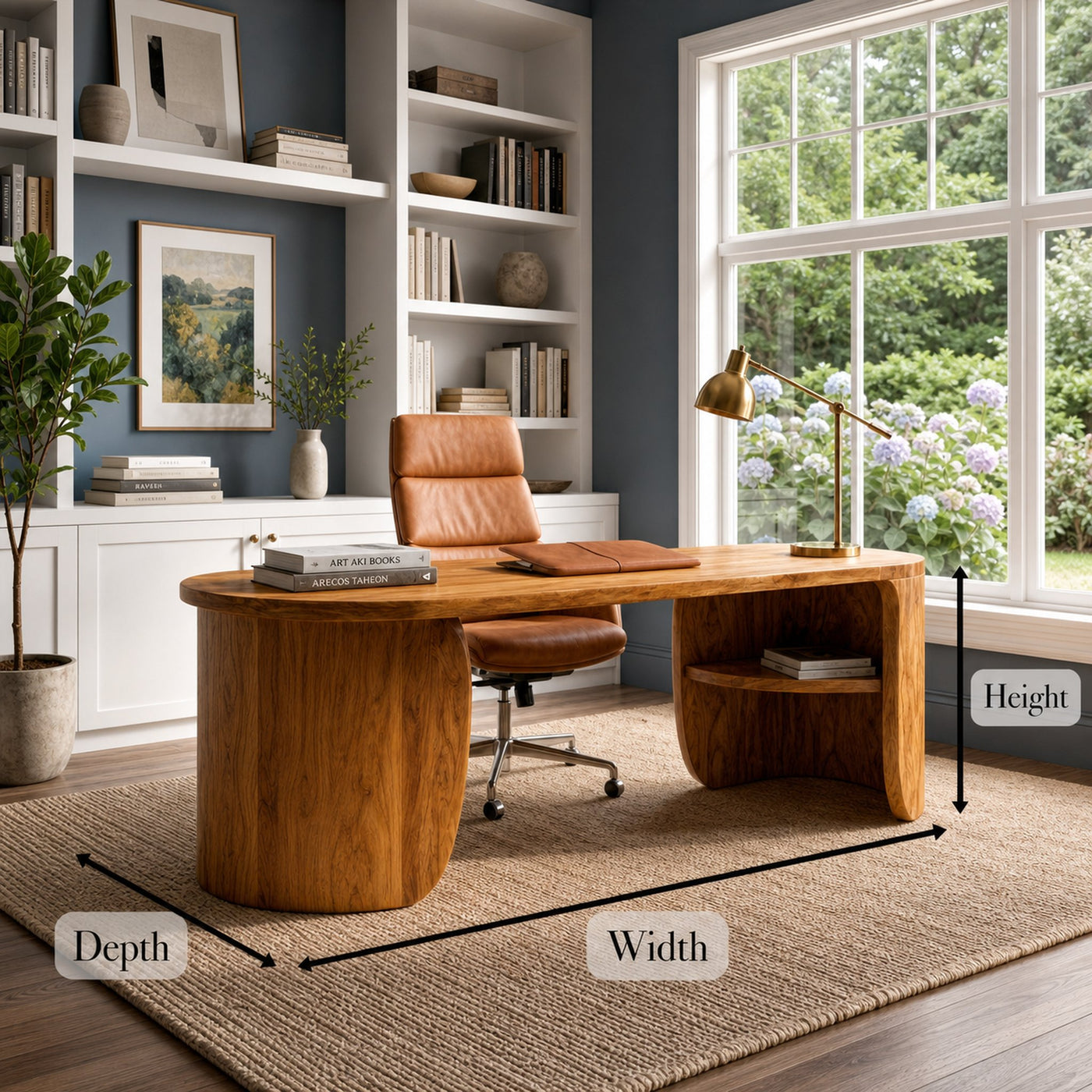 Minimal Wooden Desk With Clean Lines And Built In Storage For Home Office - product view 8