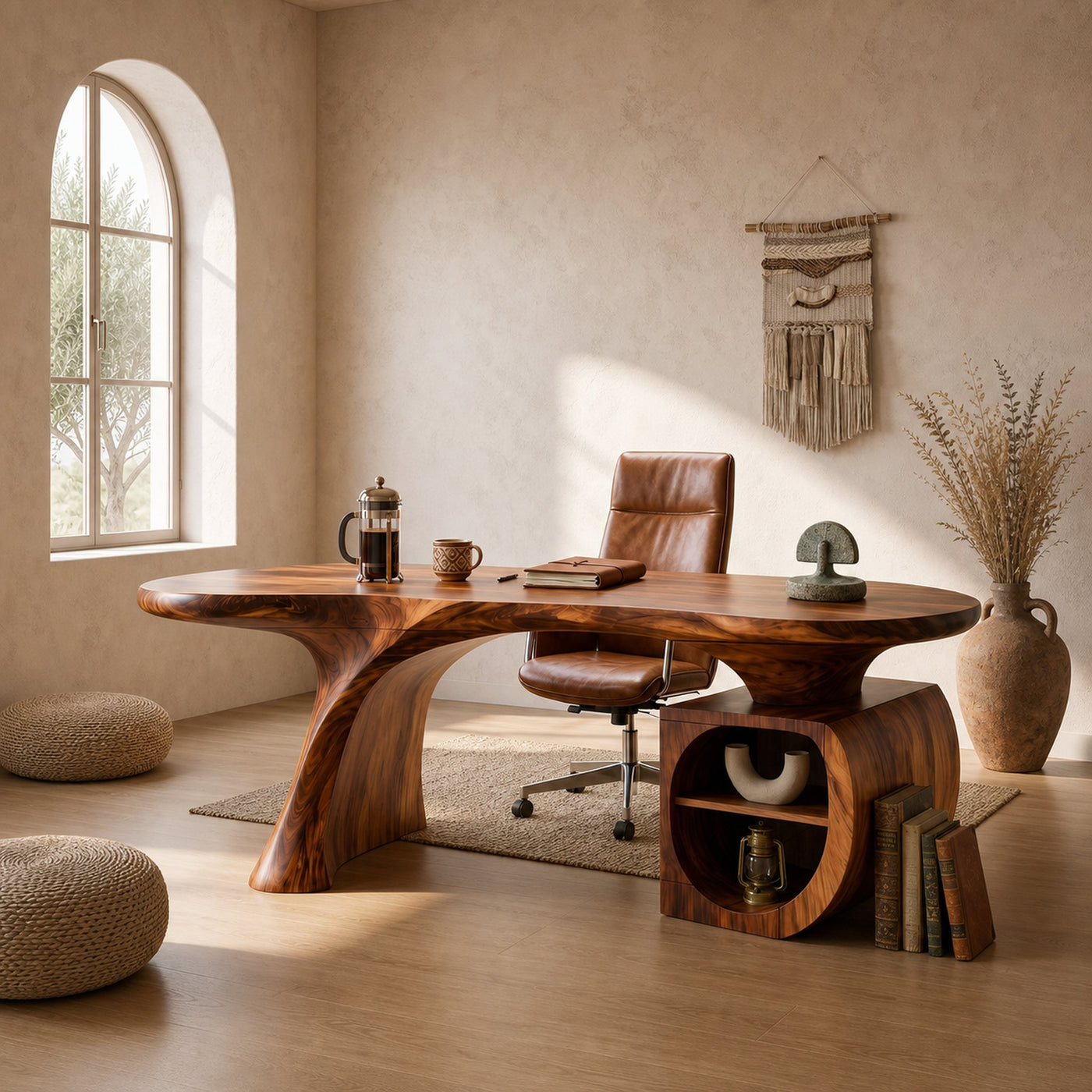 Minimalist Curved Desk For Small Workspace Area