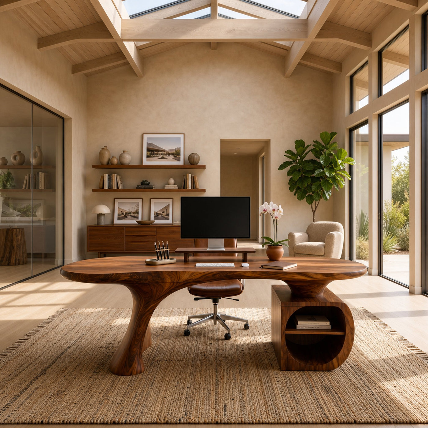 Minimalist Curved Desk For Small Workspace Area - product view 6