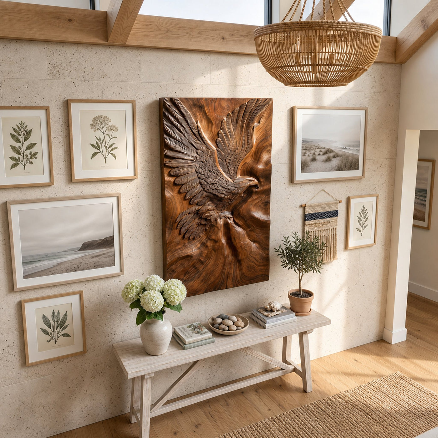 Minimalist Eagle Wood Wall Art Luxury Entryway Interior Statement - product view 2