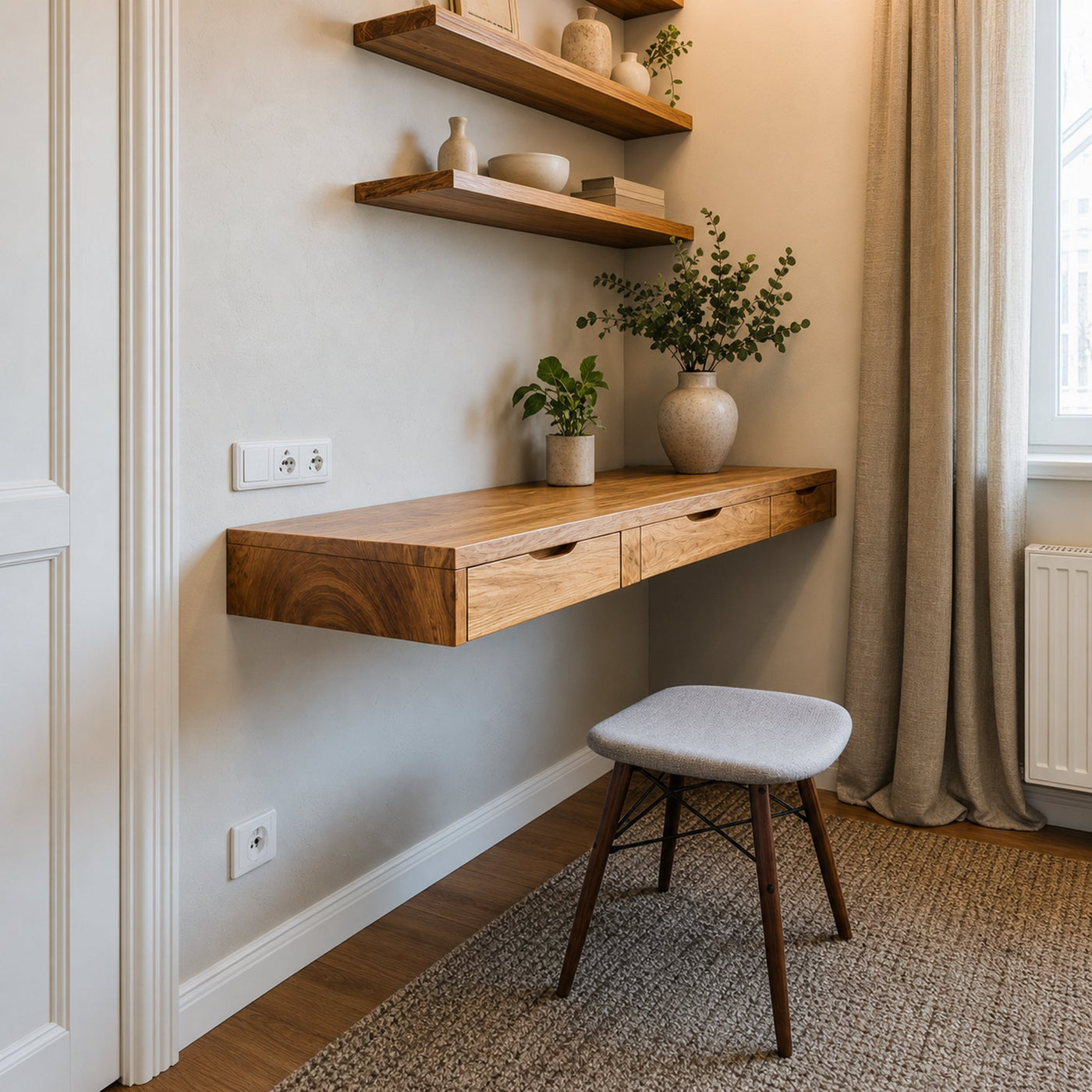 Minimalist Floating Desk With 3 Drawers For Home Office - product view 5