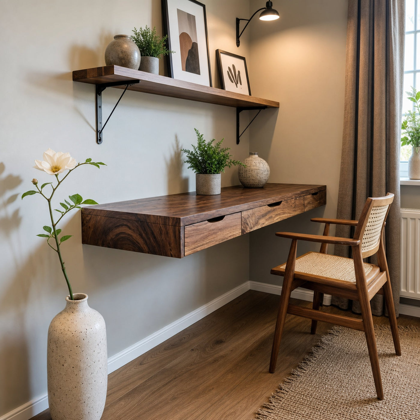 Minimalist Floating Desk With 3 Drawers For Home Office - product view 6