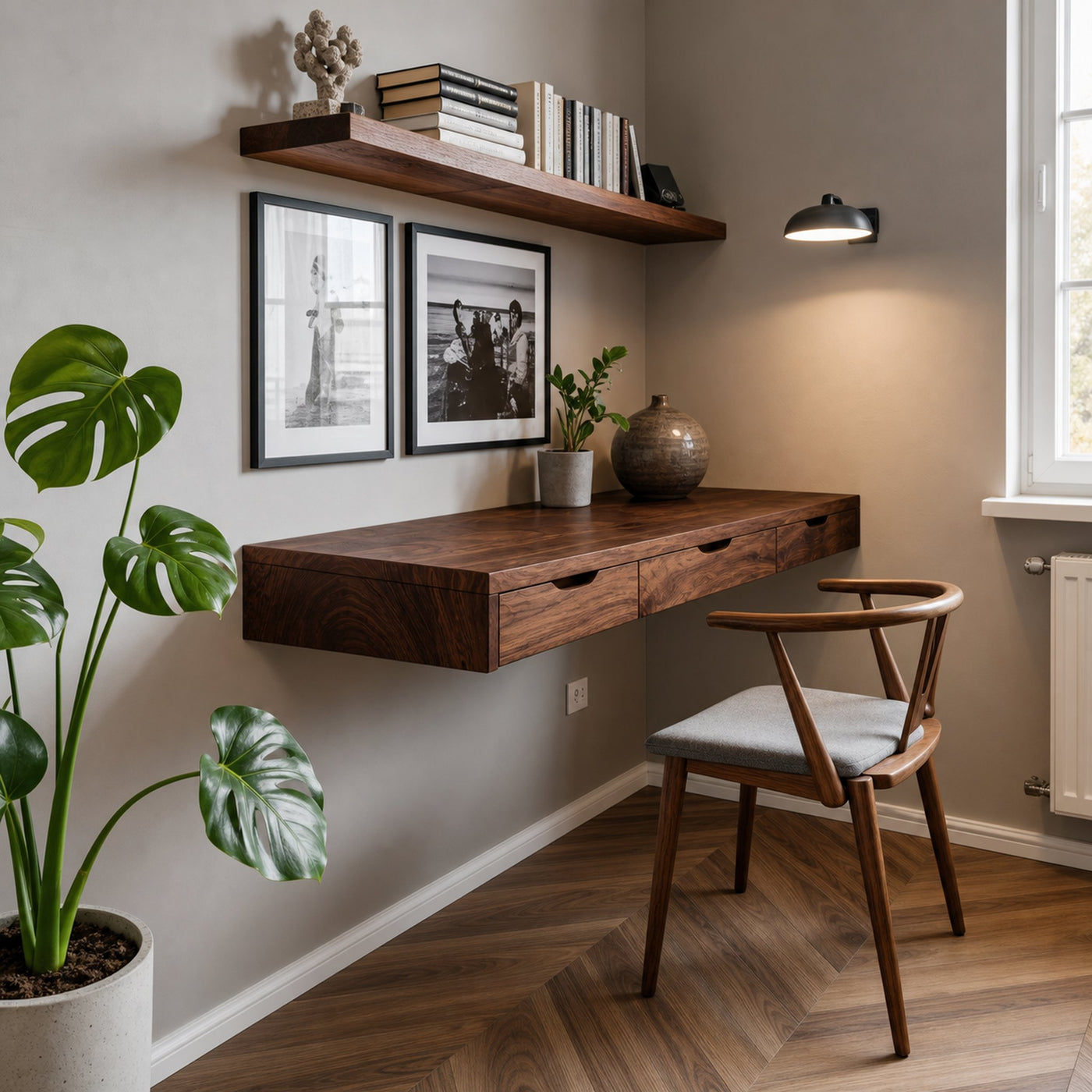 Minimalist Floating Desk With 3 Drawers For Home Office - product view 7