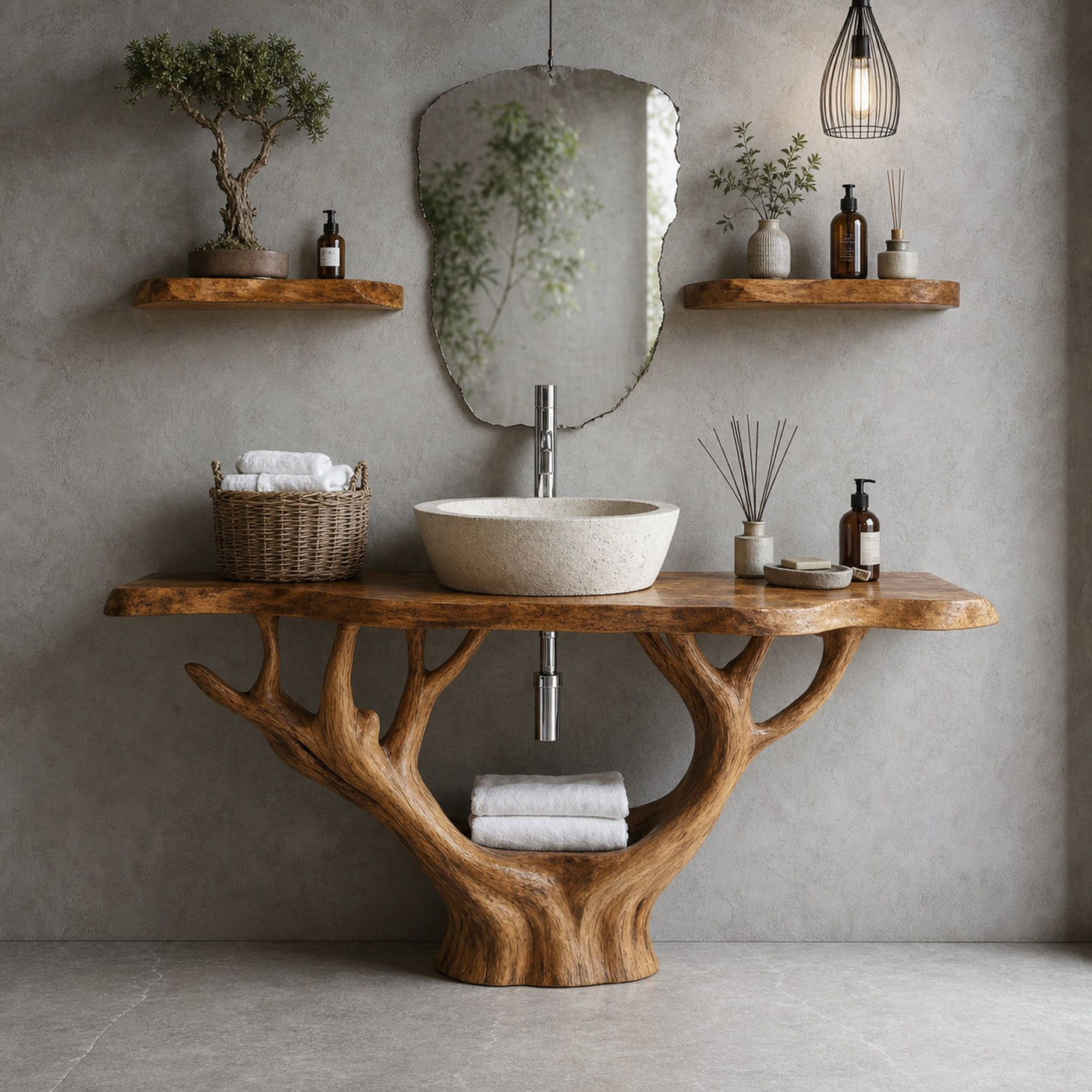 Minimalist Floating Vanity Solid Wood Design