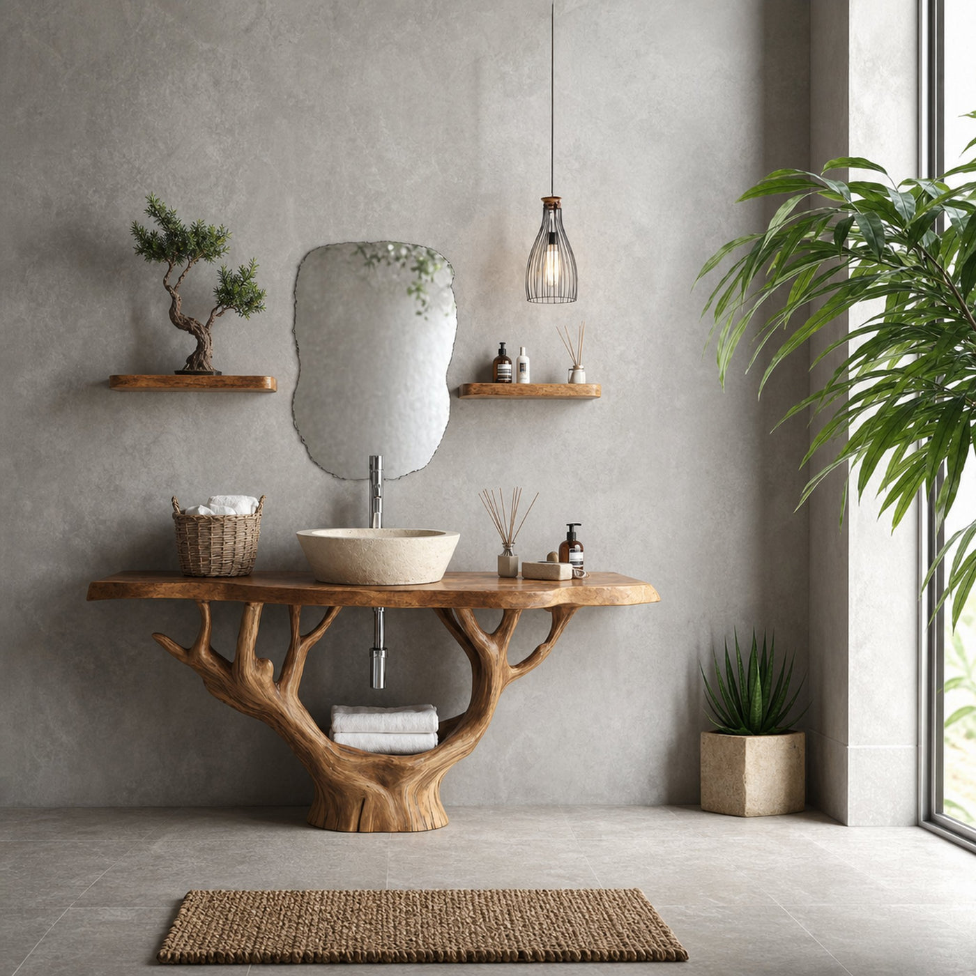 Minimalist Floating Vanity Solid Wood Design - product view 2