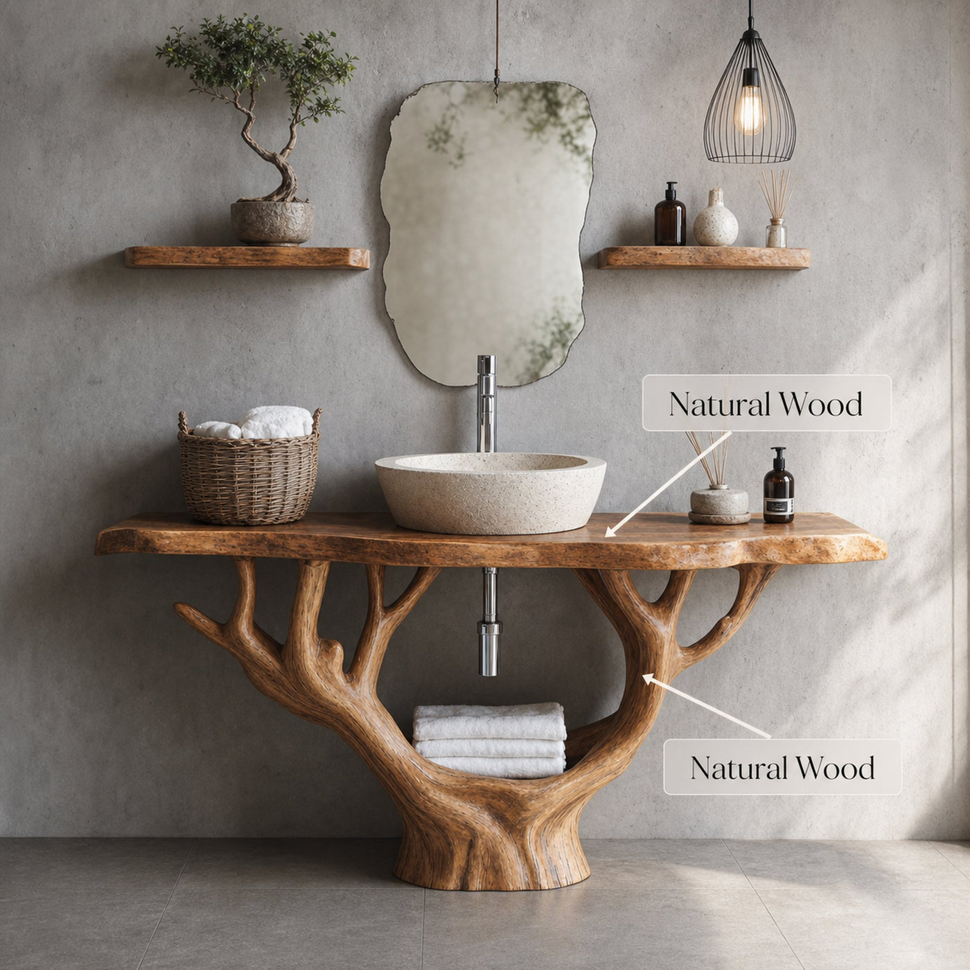 Minimalist Floating Vanity Solid Wood Design - product view 5