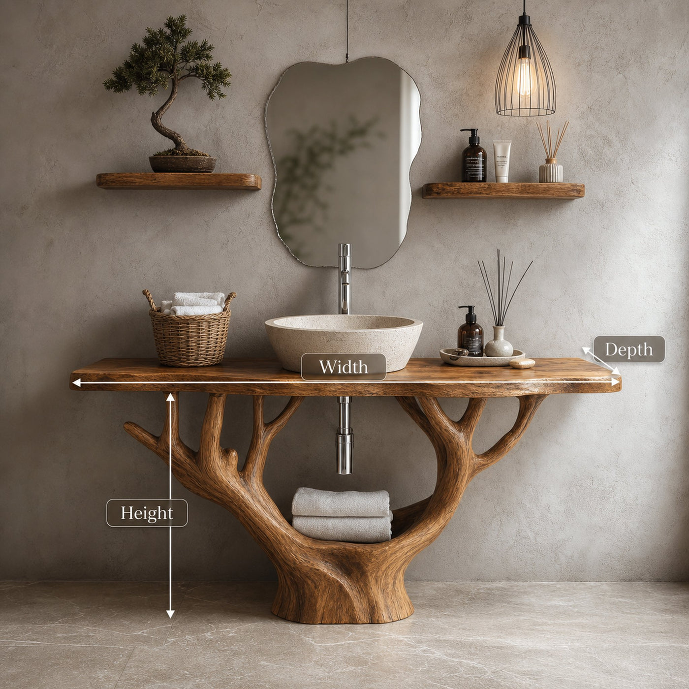 Minimalist Floating Vanity Solid Wood Design - product view 6