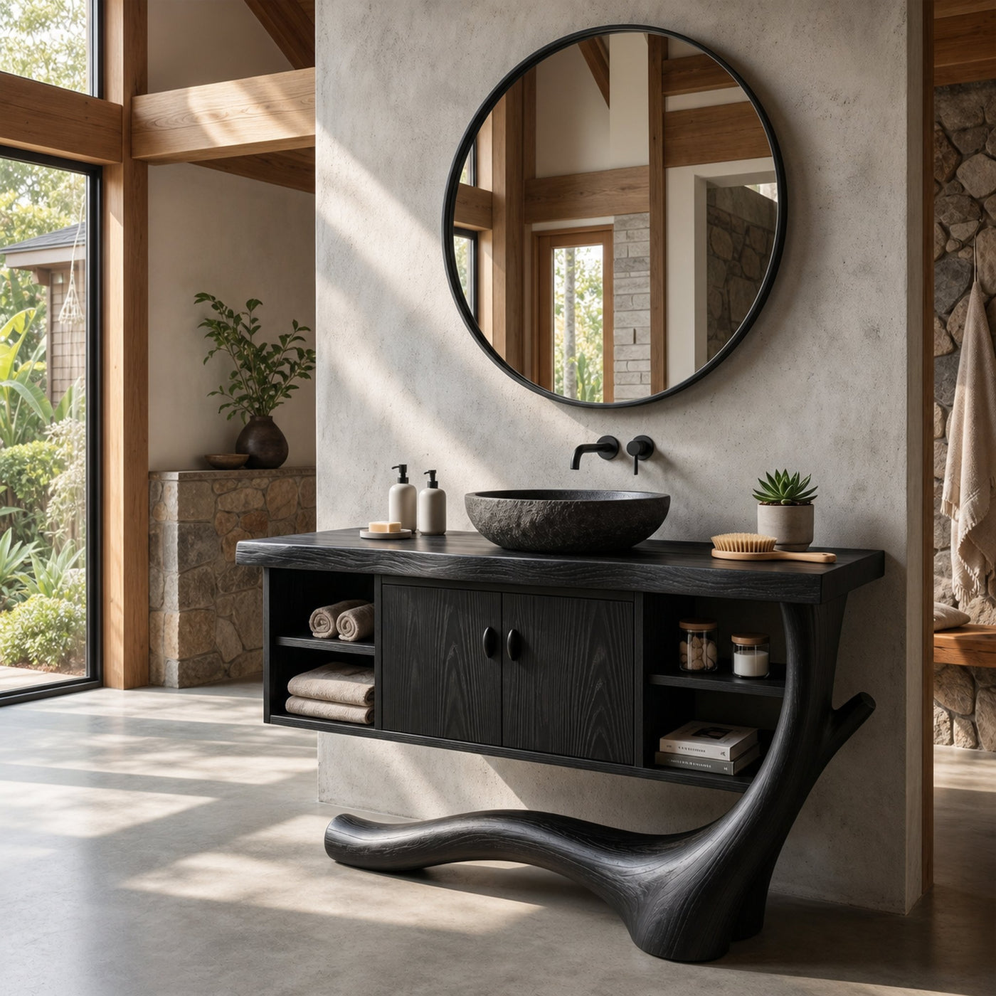 Minimalist Floating Vanity With Side Shelf For Apartment - product view 4