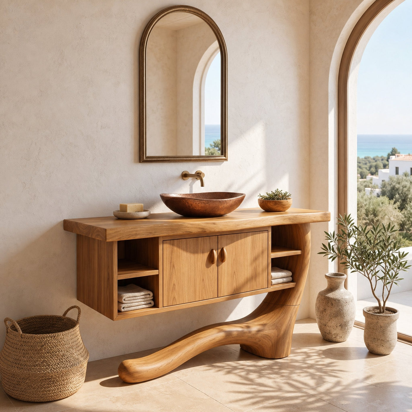 Minimalist Floating Vanity With Side Shelf For Apartment - product view 5