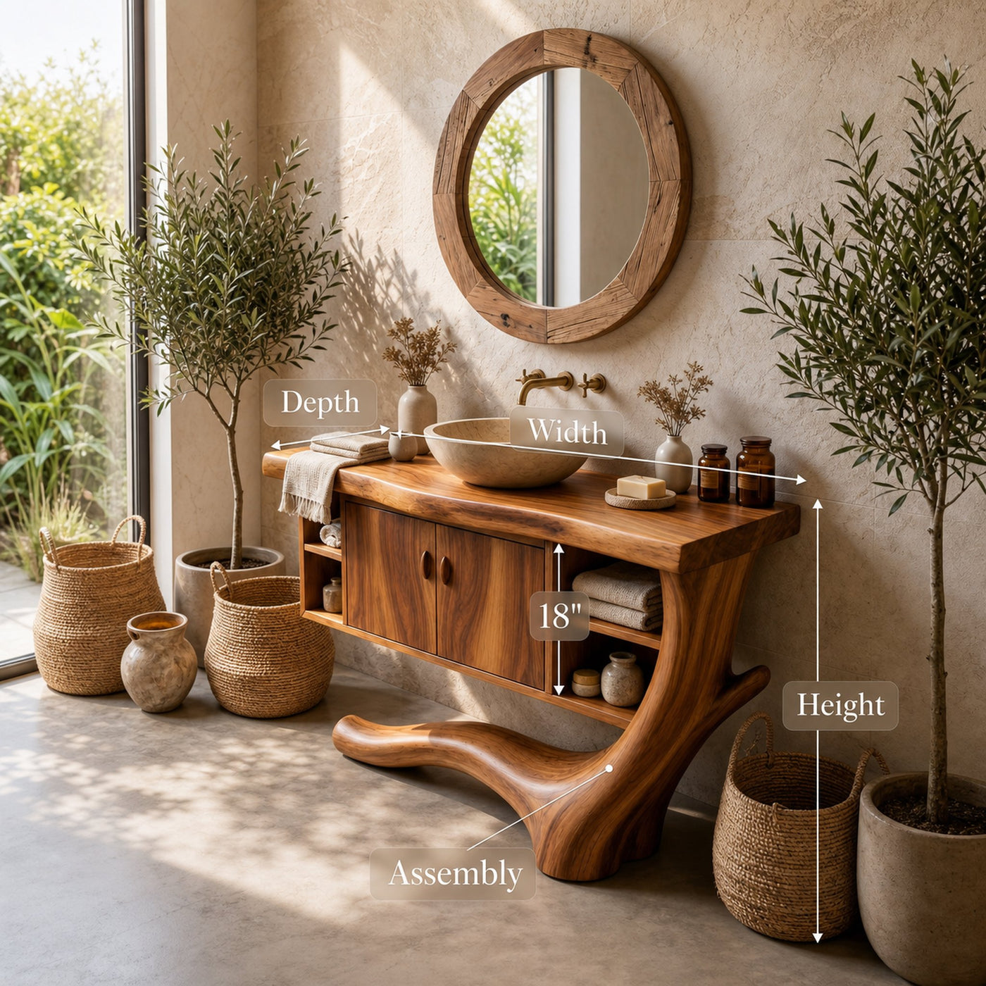 Minimalist Floating Vanity With Side Shelf For Apartment - product view 8
