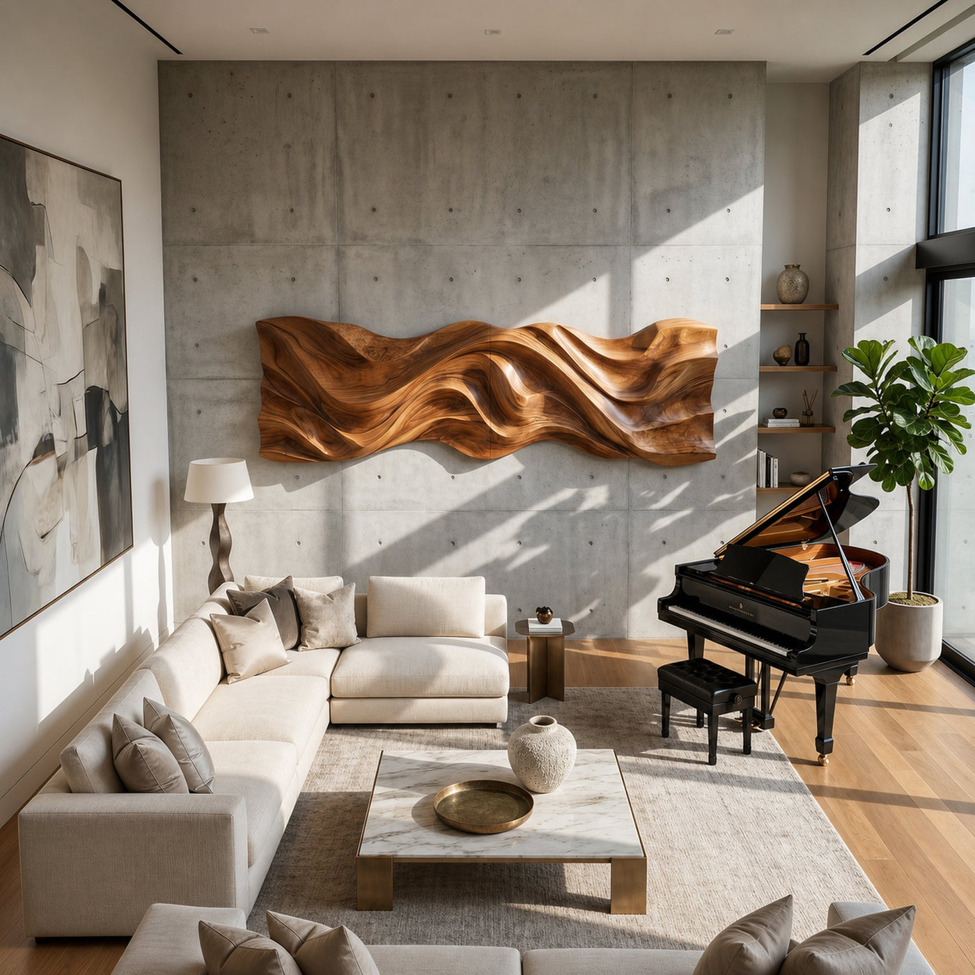 Minimalist Flowing Wood Wall Art For Contemporary Home Decor - product view 2