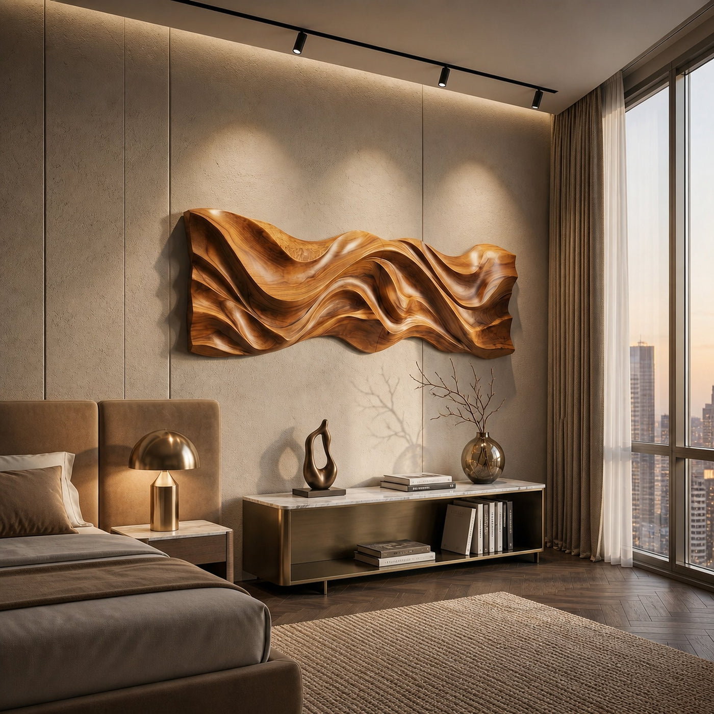 Minimalist Flowing Wood Wall Art For Contemporary Home Decor - product view 3