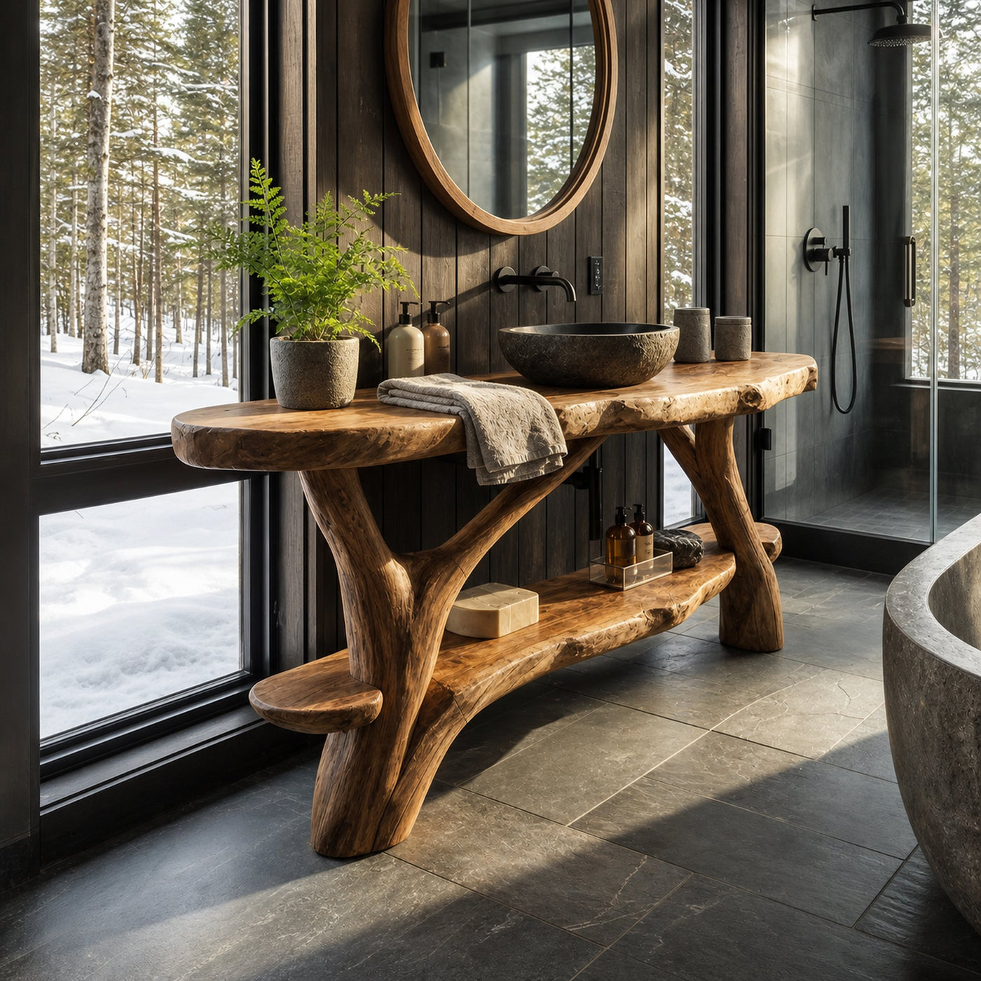 Minimalist Handmade Sink Vanity For Powder Bathroom