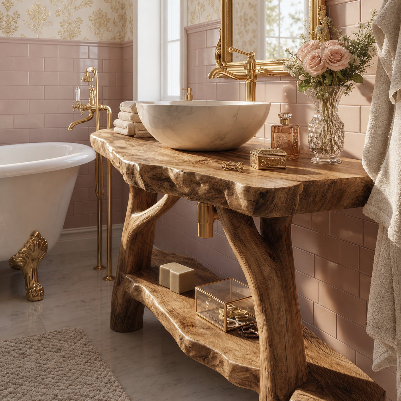 Minimalist Handmade Sink Vanity For Powder Bathroom - product view 4