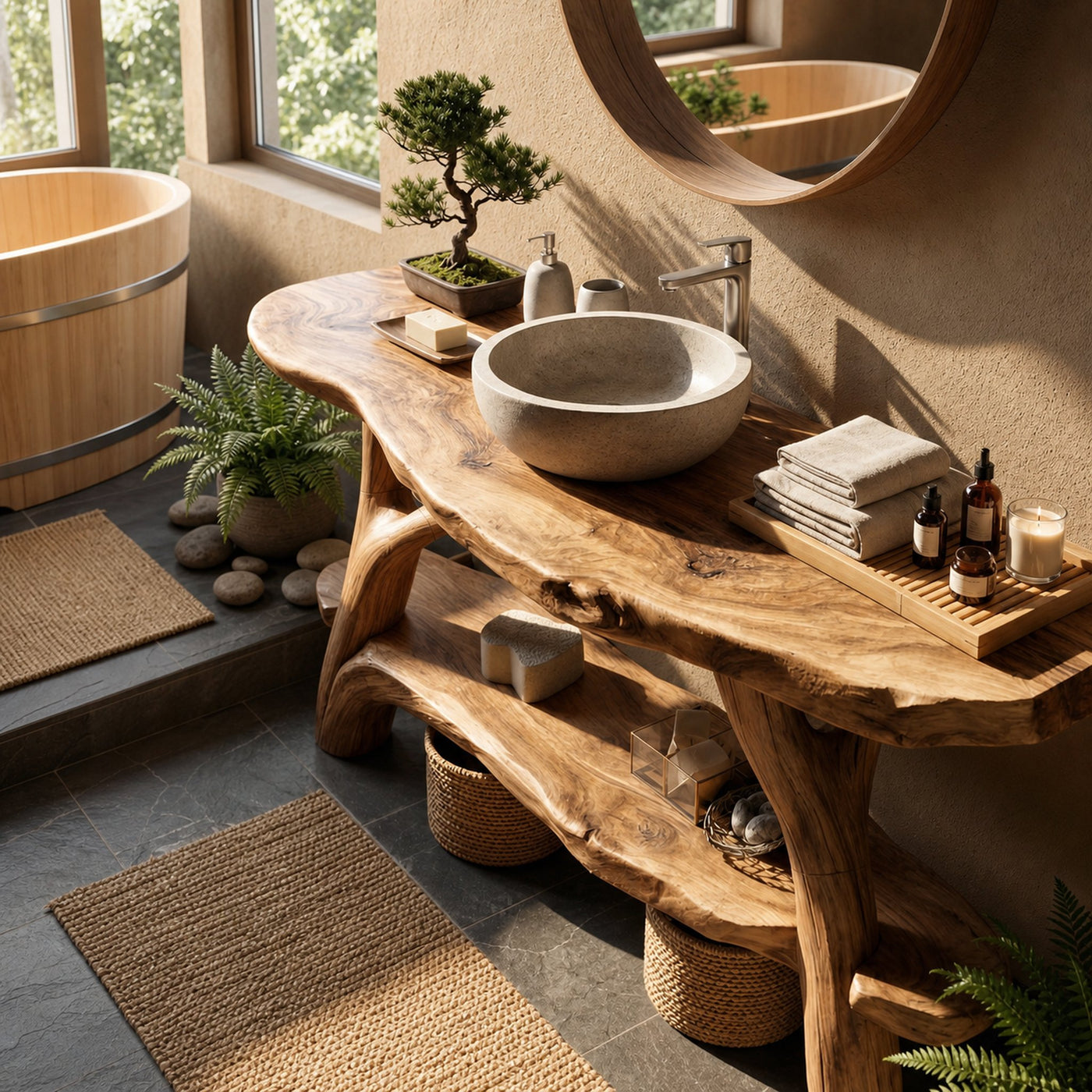 Minimalist Handmade Sink Vanity For Powder Bathroom - product view 5