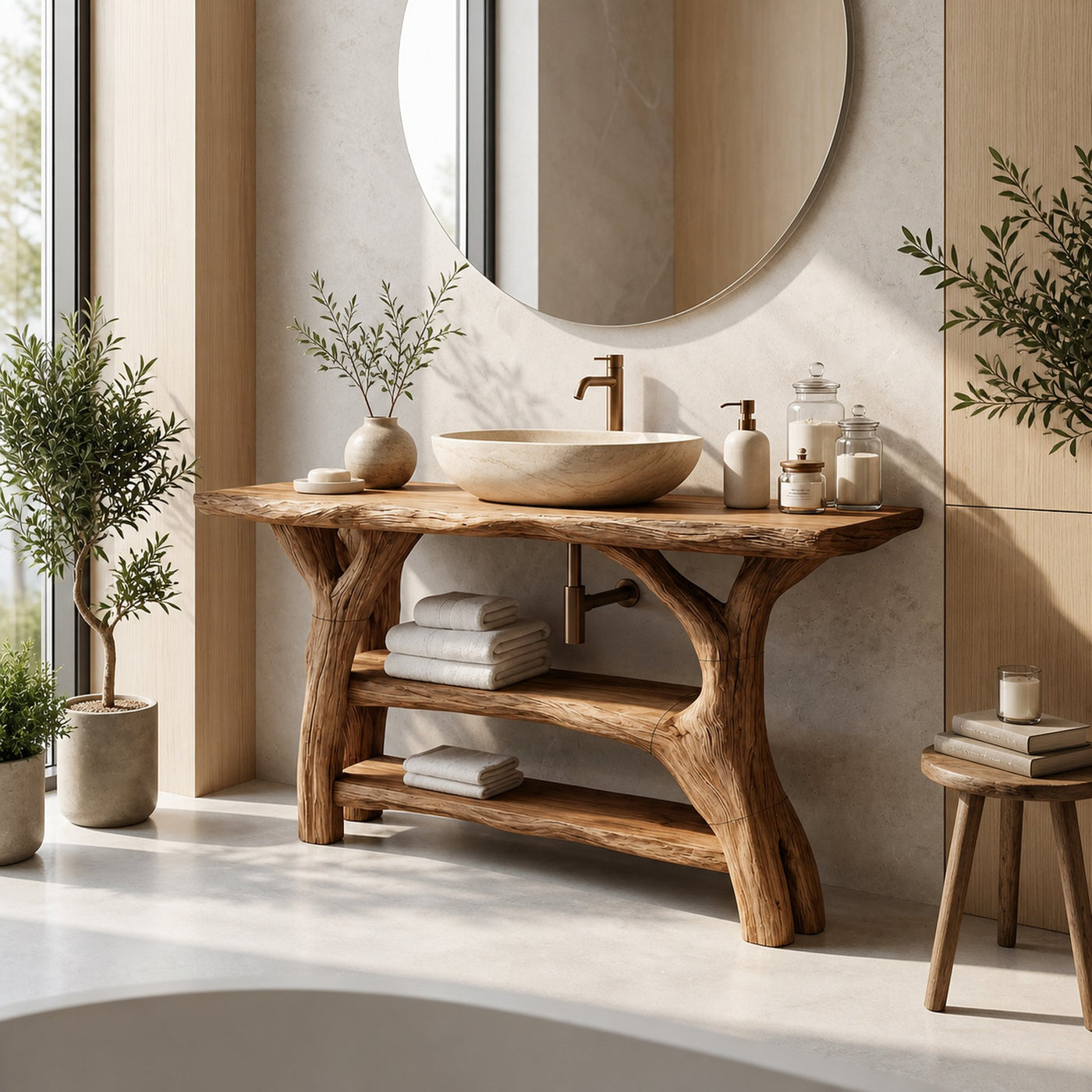 Minimalist Live Edge Vanity For Small Bathroom Design