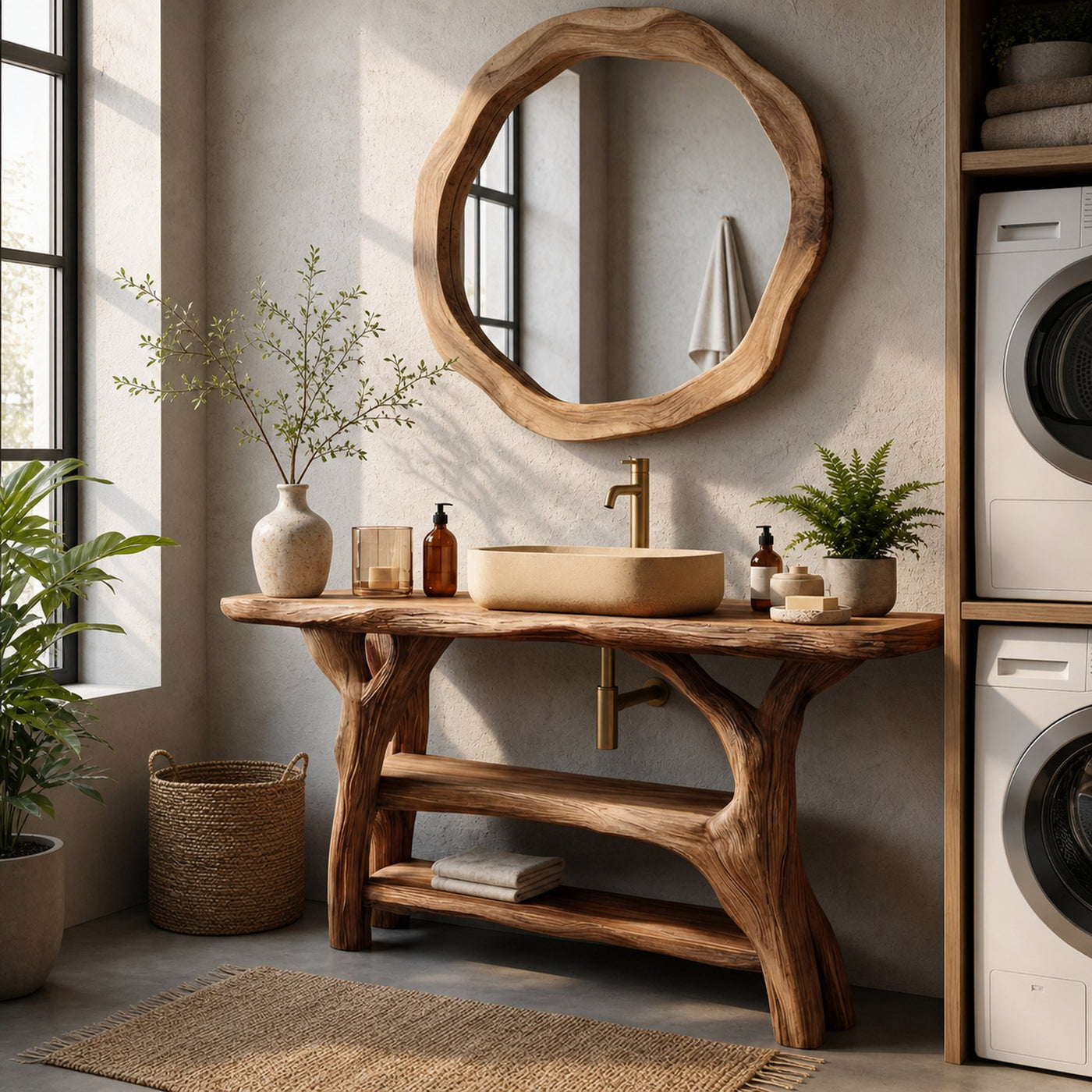 Minimalist Live Edge Vanity For Small Bathroom Design - product view 4