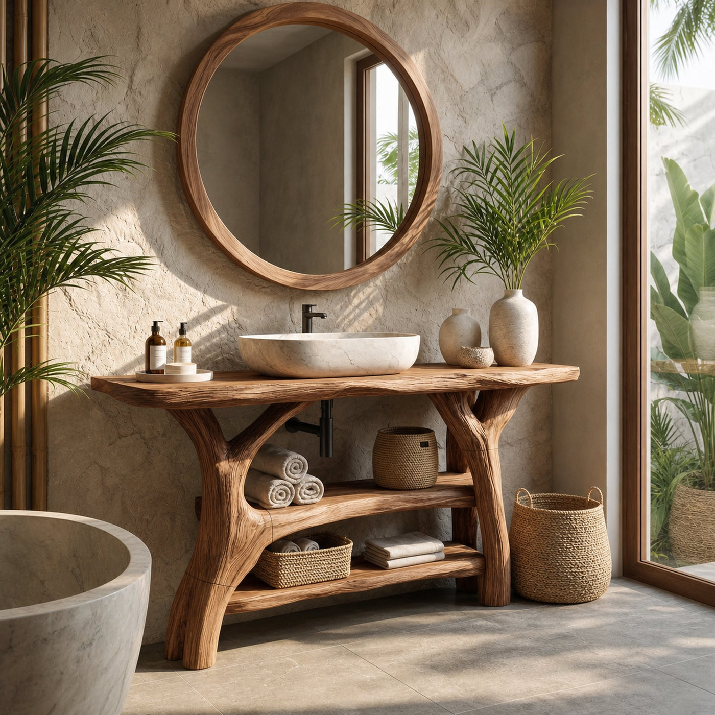 Minimalist Live Edge Vanity For Small Bathroom Design - product view 6