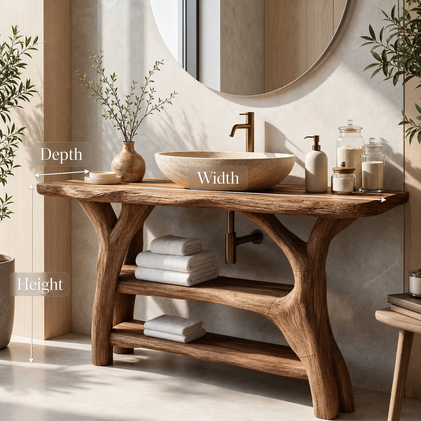 Minimalist Live Edge Vanity For Small Bathroom Design - product view 7