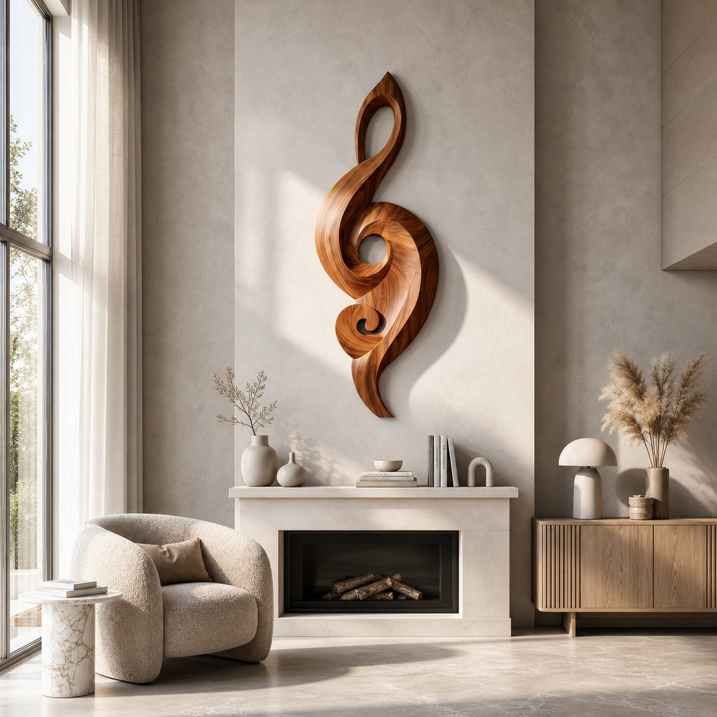 Minimalist Music Note Wooden Wall Art For Living Room