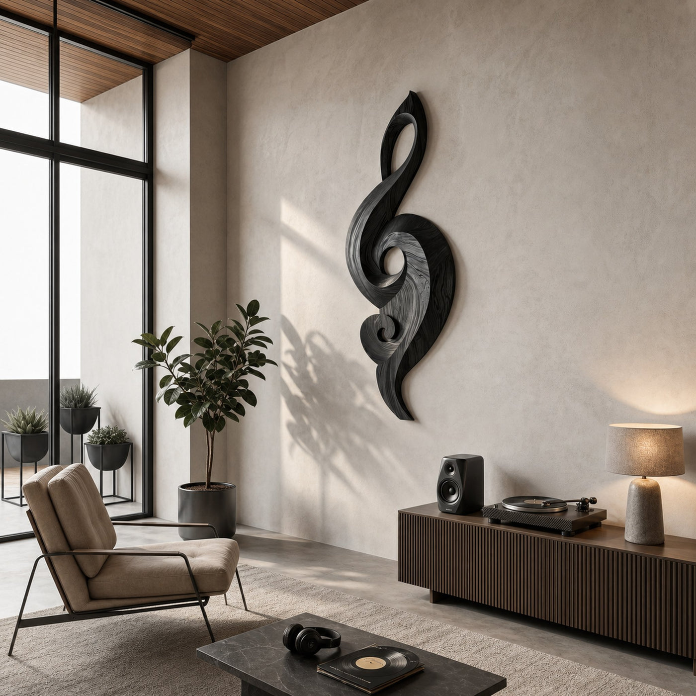 Minimalist Music Note Wooden Wall Art For Living Room - product view 4