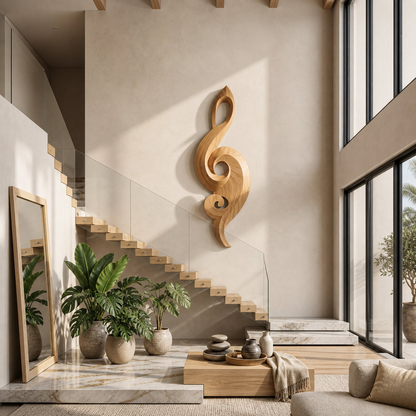 Minimalist Music Note Wooden Wall Art For Living Room - product view 5