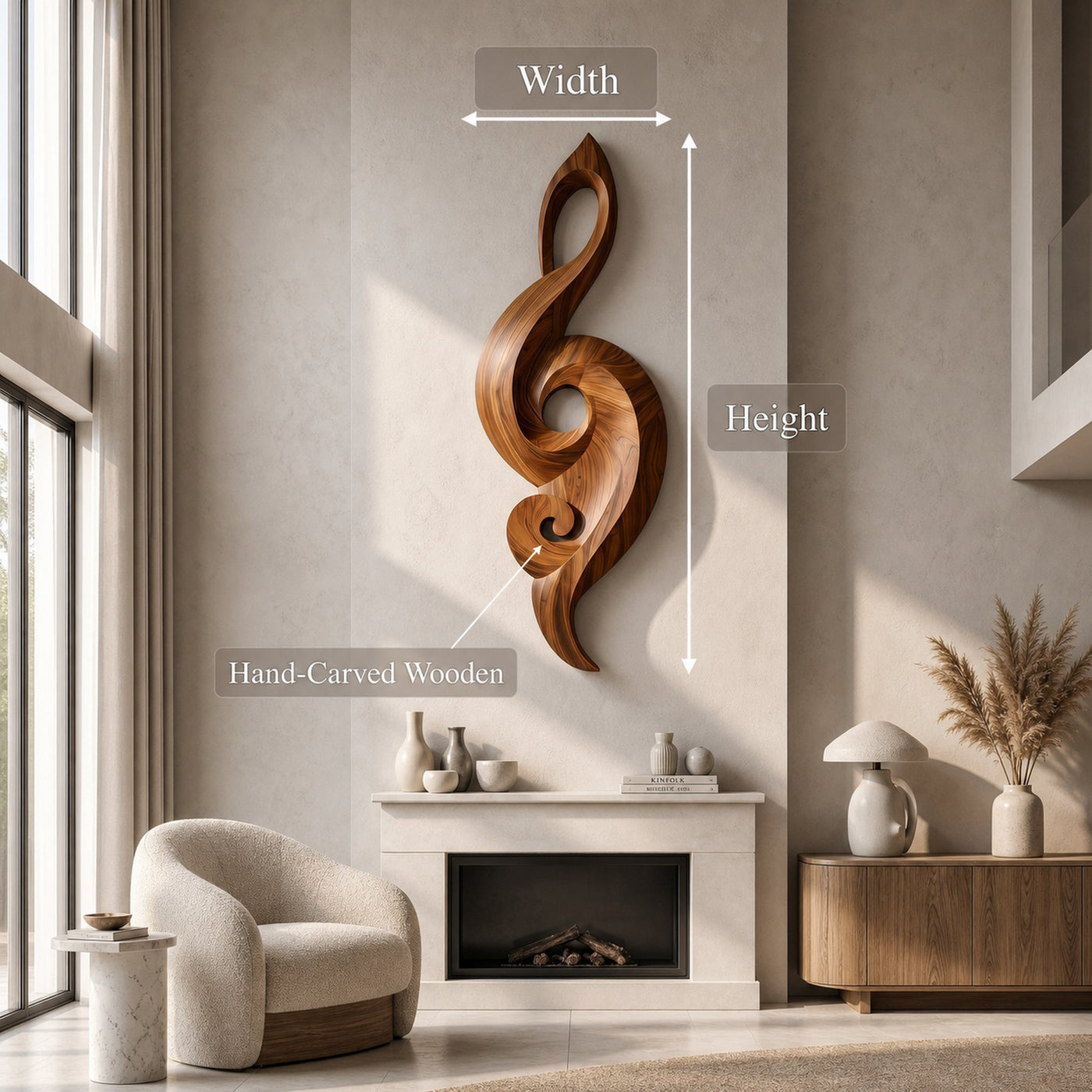 Minimalist Music Note Wooden Wall Art For Living Room - product view 8