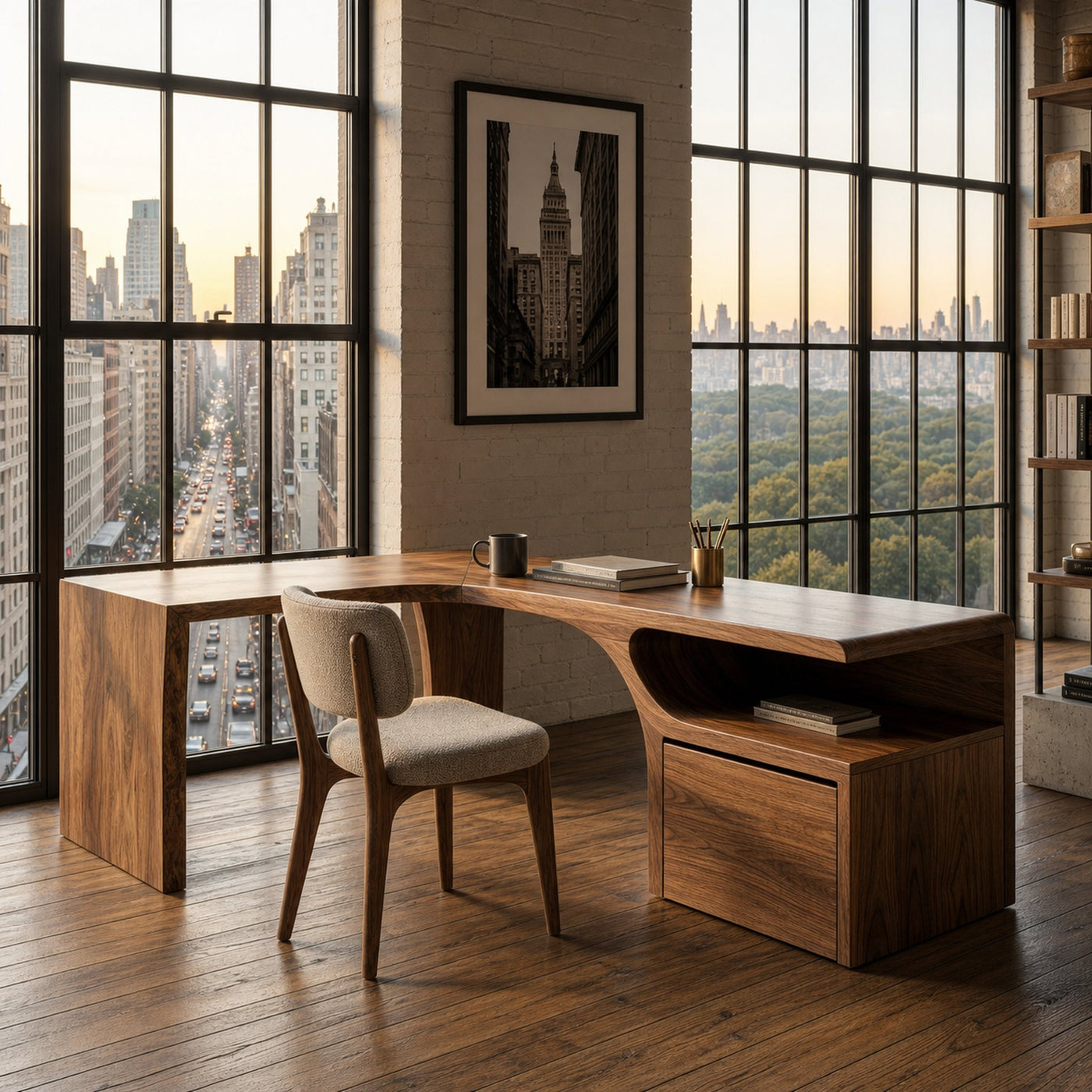 Minimalist Natural Wood L-Shaped Desk For Study Room - product view 2