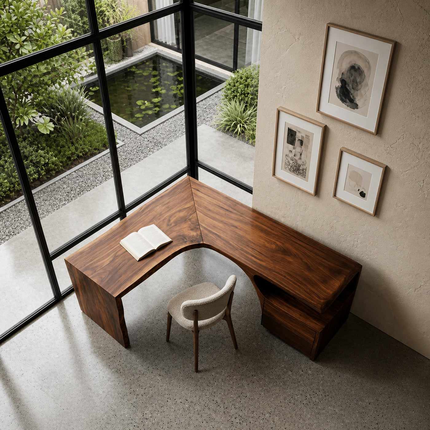 Minimalist Natural Wood L-Shaped Desk For Study Room - product view 3