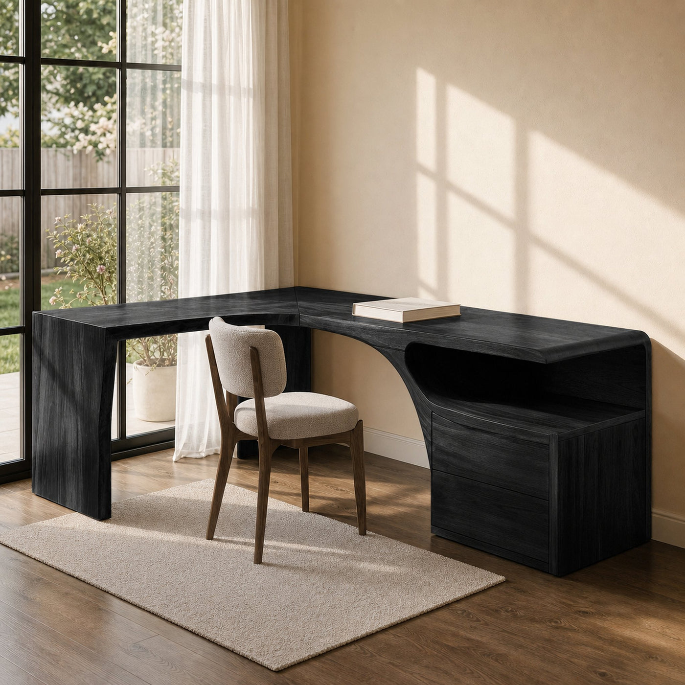 Minimalist Natural Wood L-Shaped Desk For Study Room - product view 4
